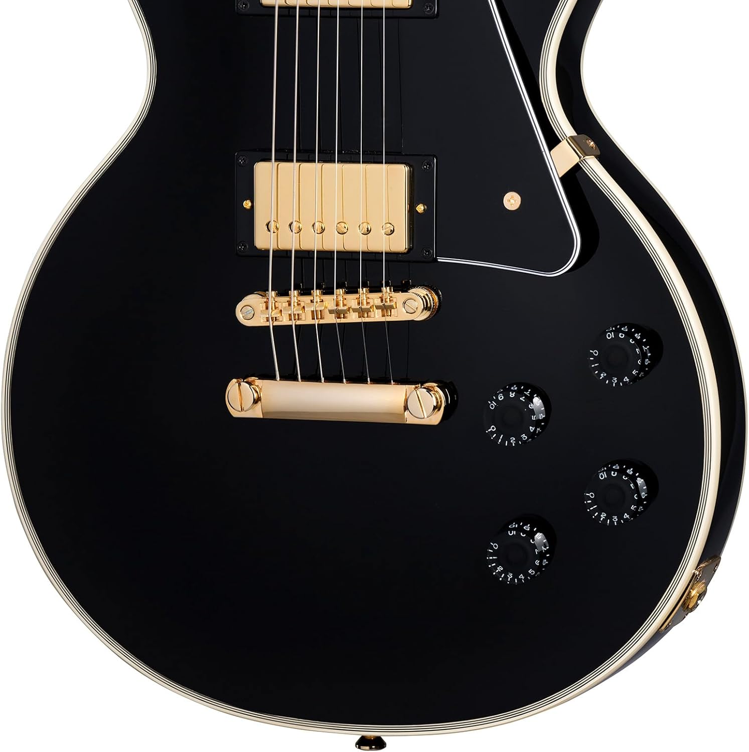 Epiphone Inspired by Gibson Custom Les Paul Custom, Ebony Gold Hardware with Hard Case