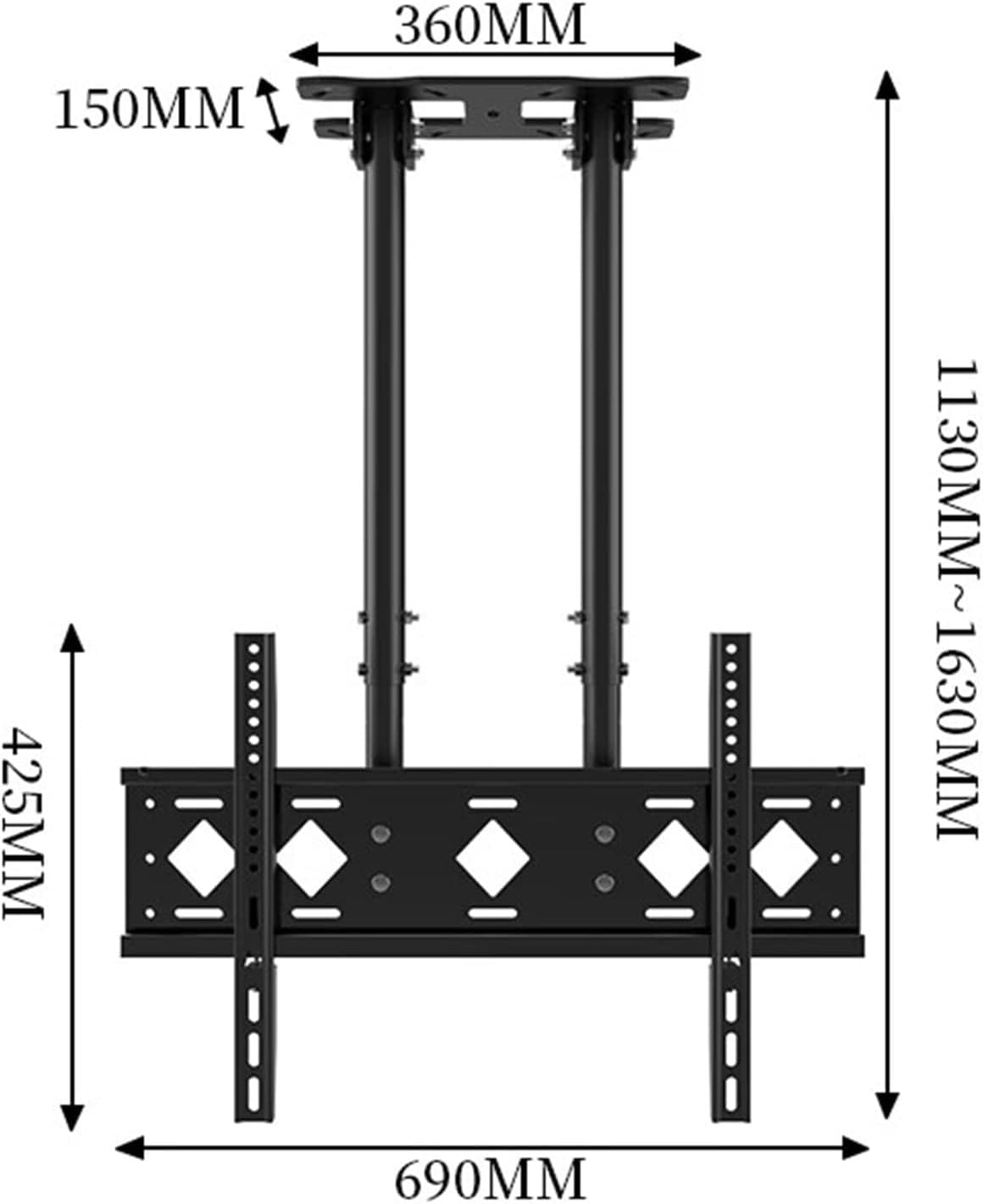 Monitor Mount,tv Wall Mount, Double Pole TV Bracket Tilt TV Mount for 40-85 Inch TVs, Adjustable TV Mount Bracket, Mounting On Ceilings, Maximum 600x400mm (1 Color)