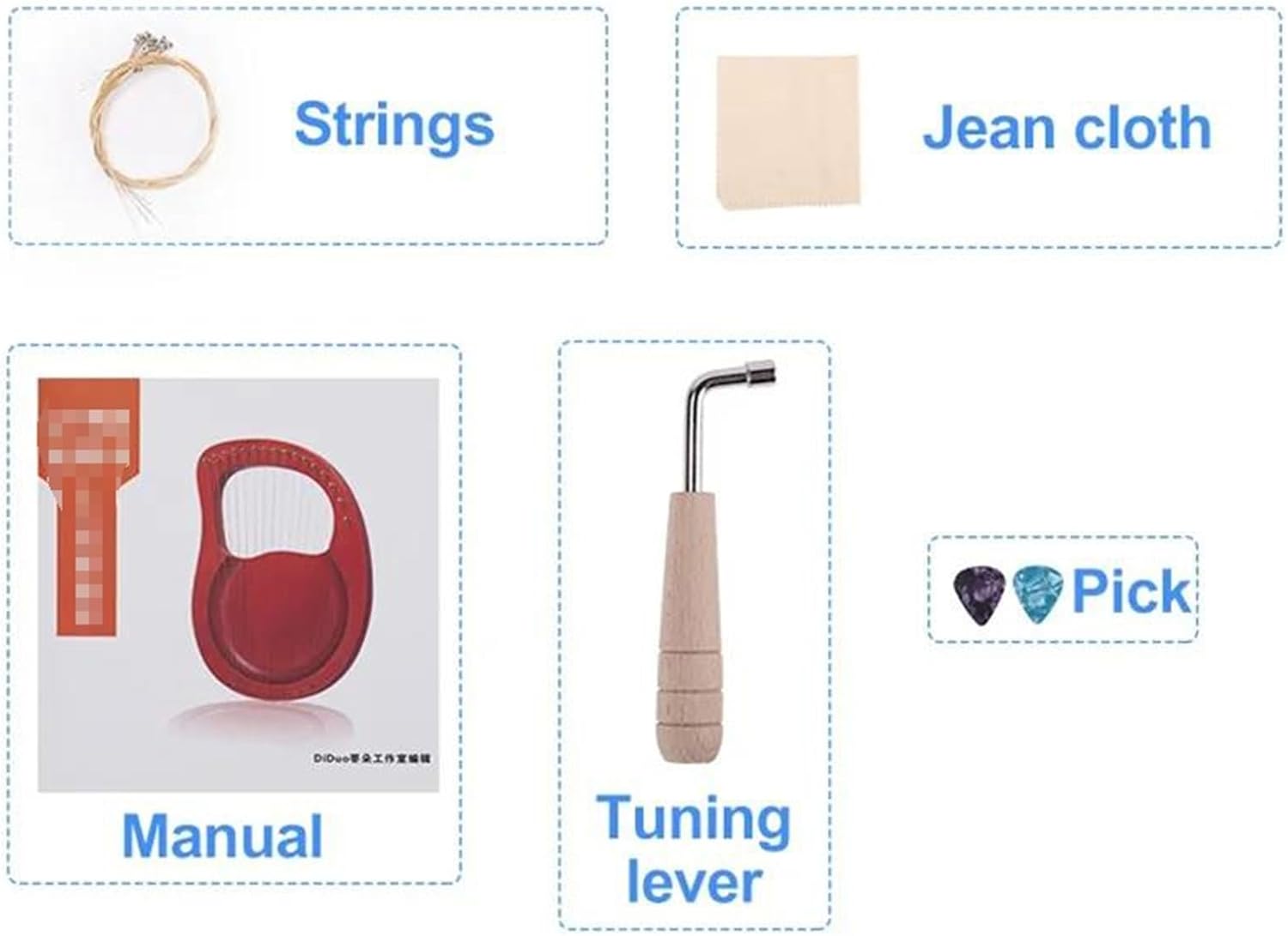 Lyre Harp Set Wooden Mahogany 19 Strings Harp Musical Instrument For Classical Music Lovers Beginner Easy To Learn(Orchid flower A)