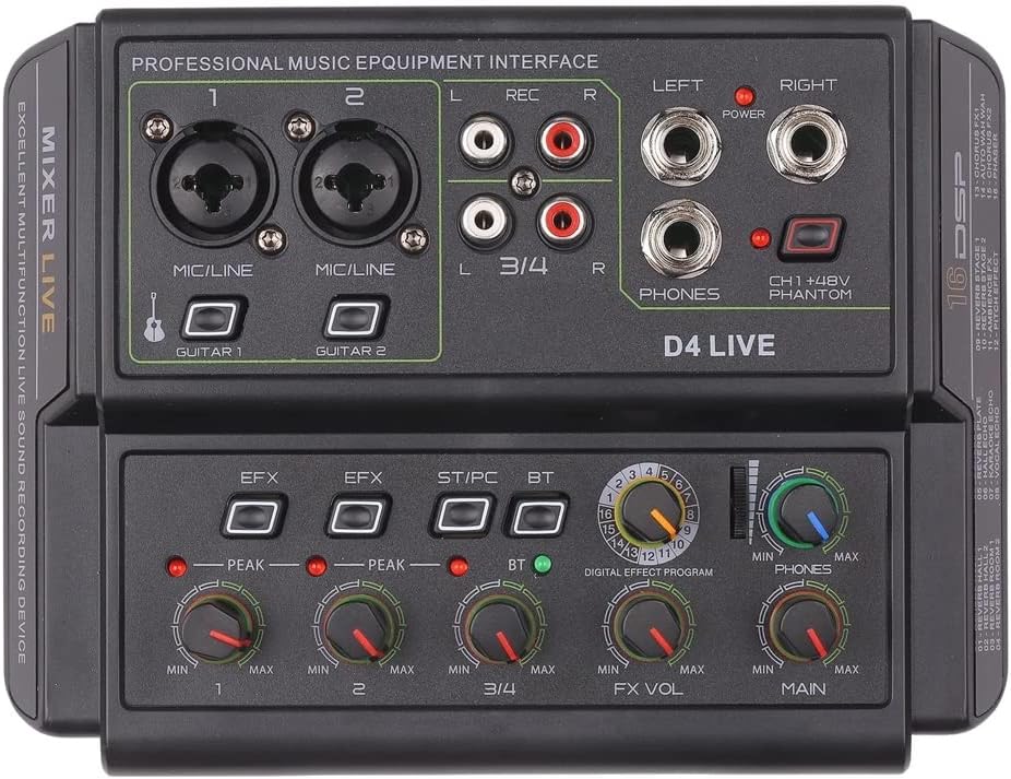 4-Channel Musical Portable Mini Audio Mixer Live Multi-Function Mixing Console USB Sound Recording Device Music Mixer Equipment