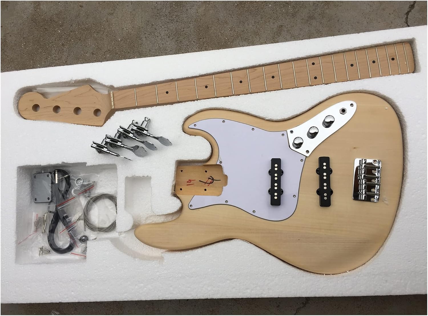 DIY Guitar Kits DIY 4 String JB Bass Guitar Kit with Basswood Body and Maple Neck and Fingerboard