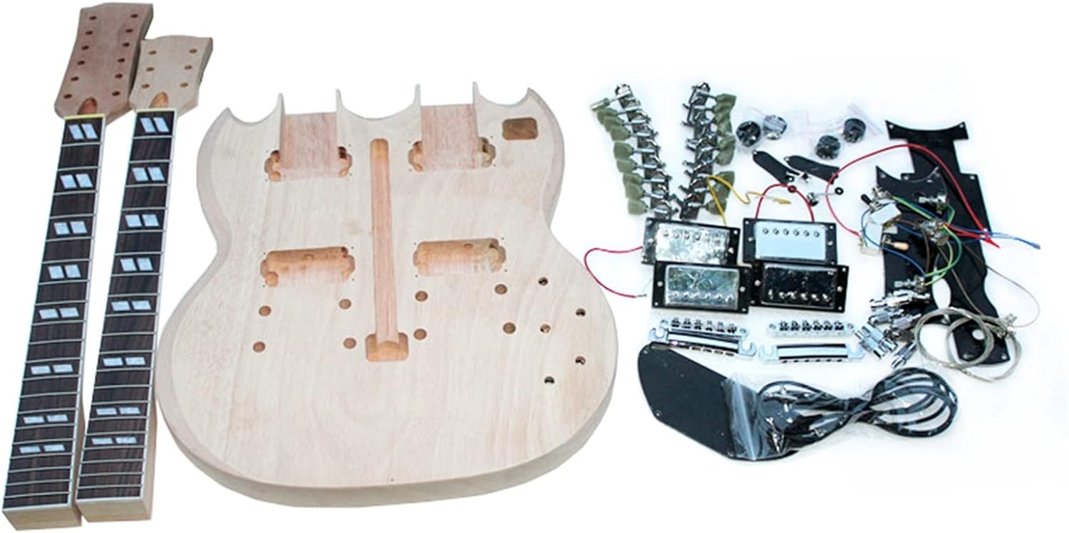 DIY Electric Guitar Kit Double-Ended Unfinished Electric Guitar Kit Basswood Body and Maple Neck