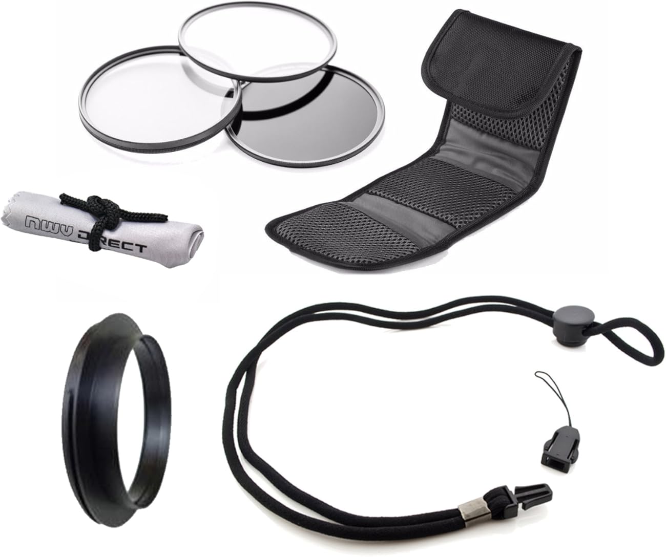 Olympus Stylus 1 High Grade Multi-Coated, Multi-Threaded, 3 Piece Lens Filter Kit (55mm) + Lens/Filter Adapter + Krusell Multidapt Neck Strap + Nw Direct Microfiber Cleaning Cloth