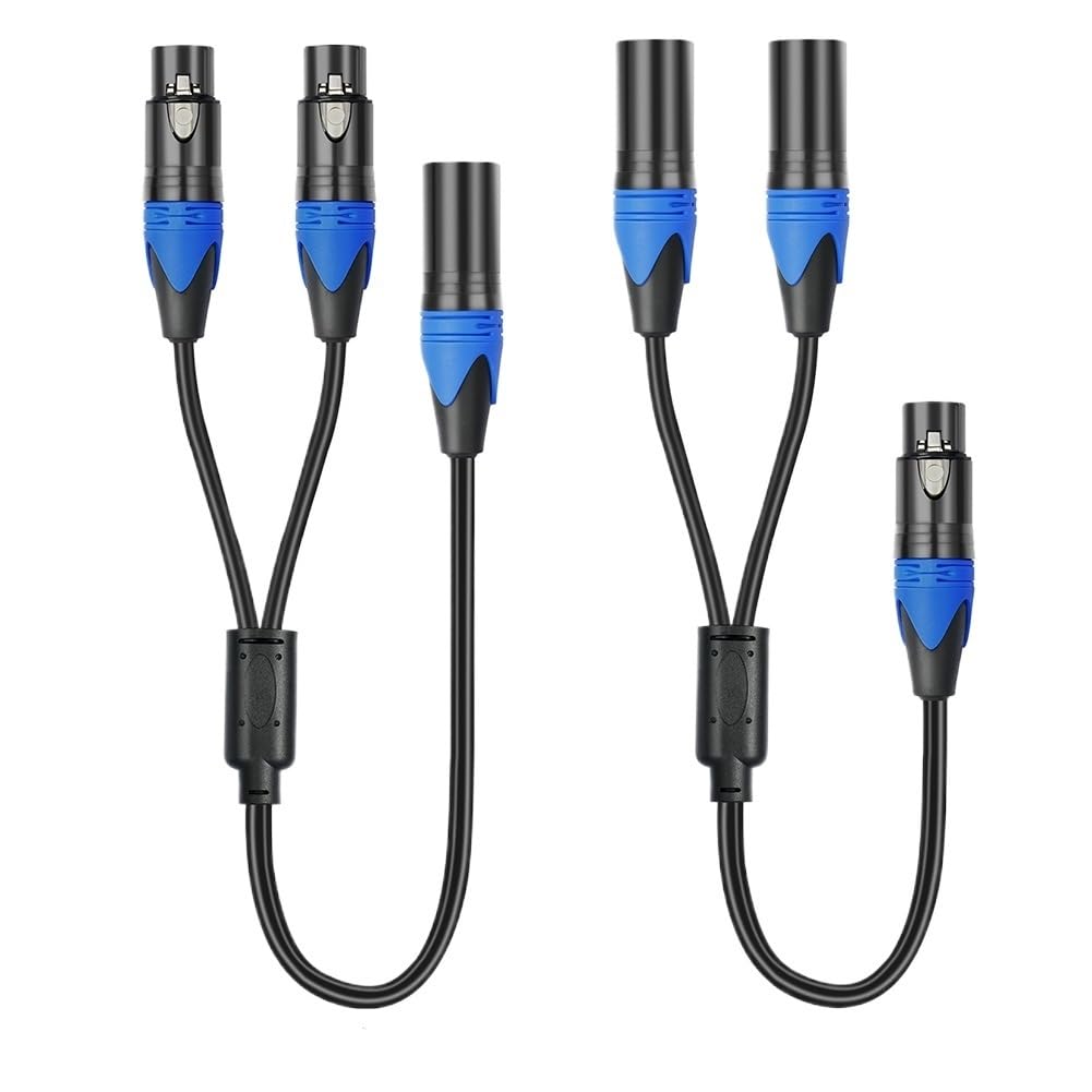 50cm Splitter Cable 1 XLR Female to 2 XLR Male Y Splitter Cable Microphone Splitter Cord(2Pcs Set)