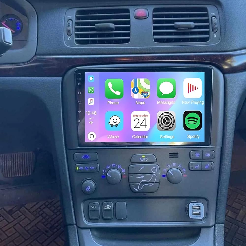 Car Radio Stereo for Volvo S80 2004 2005 2006 2007 2008, 9''Touch Screen Car Radio with Wireless Carplay Android Auto,4+64GB Wireless Carplay Radio GPS Bluetooth FM WiFi Backup Camera MIC