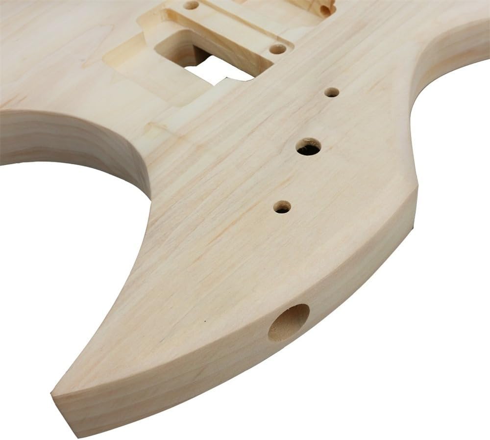 Complete Set Electric Guitar Kit Mahogany Neck 22 Frets 25.5 inch Rosewood Fingerboard Unfinished Basswood Body with Fully Components Guitar Parts Included