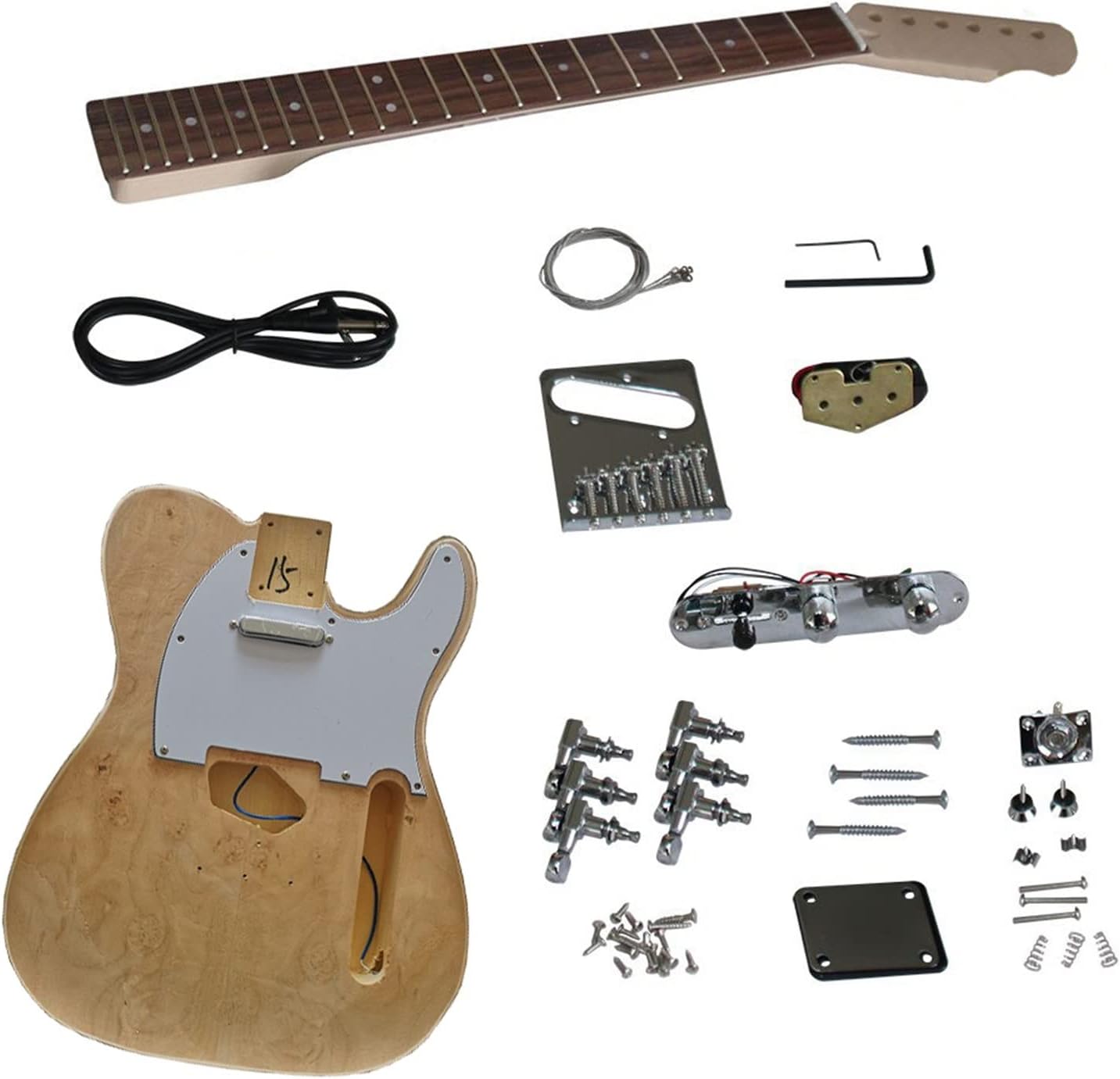 DIY Electric Guitar Kit Unfinished Electric Guitar DIY Kit Basswood Body with Rosewood Fingerboard Electric Guitar Assembly Kit