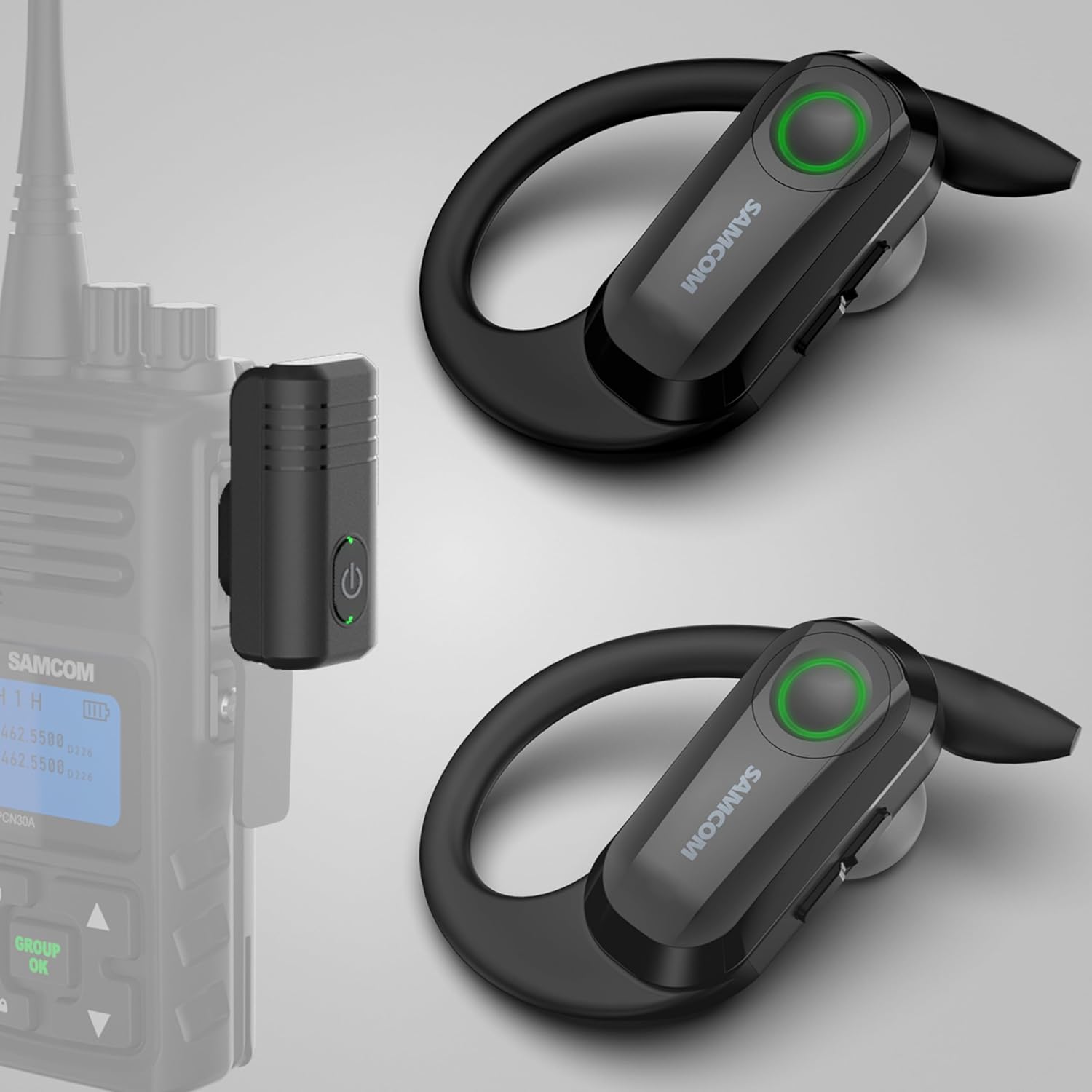 SAMCOM BTEAR -02 Wireless Radio Earpiece with 2 Pin K Head Dongle, Wireless Headset with Mic PTT for FPCN10A/FPCN30A Walkie Talkie (Radios Not Included)