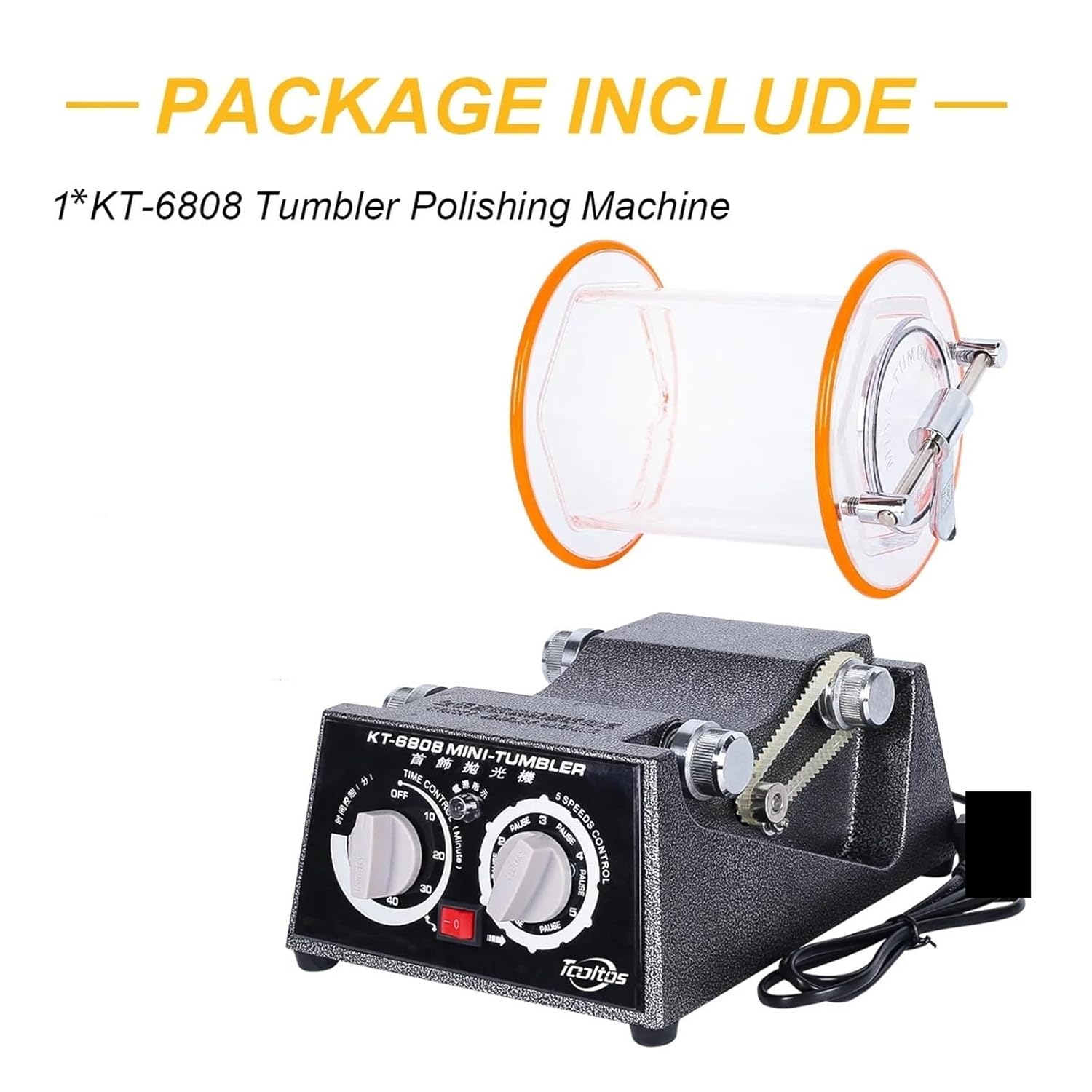 Jewelry Polishing, Jewelry Rotary Tumbler Polisher with Timer 5-Speed Control Jewelry Cleaning Polishing Machine Tool
