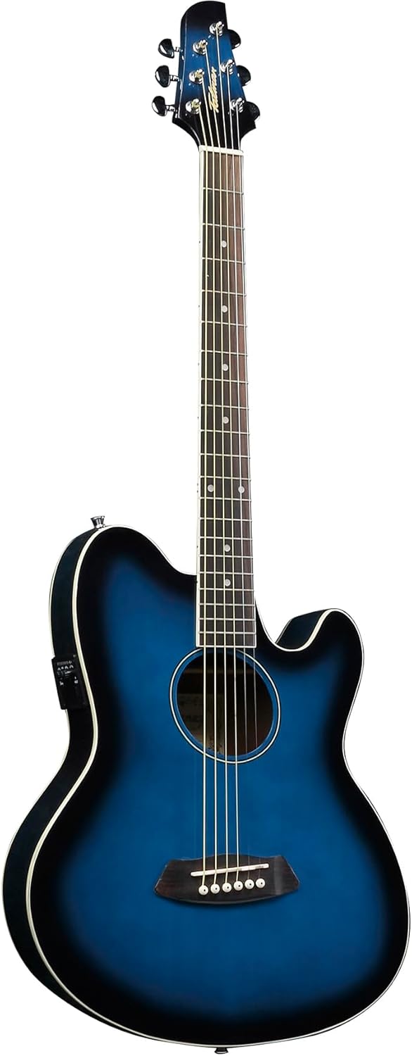 Ibanez TCY10E Talman Acoustic-Electric Guitar - Transparent Blue Sunburst Bundle with Gig Bag, Tuner, Strap, D'Addario Strings, Picks, Austin Bazaar Instructional DVD, and Polishing Cloth