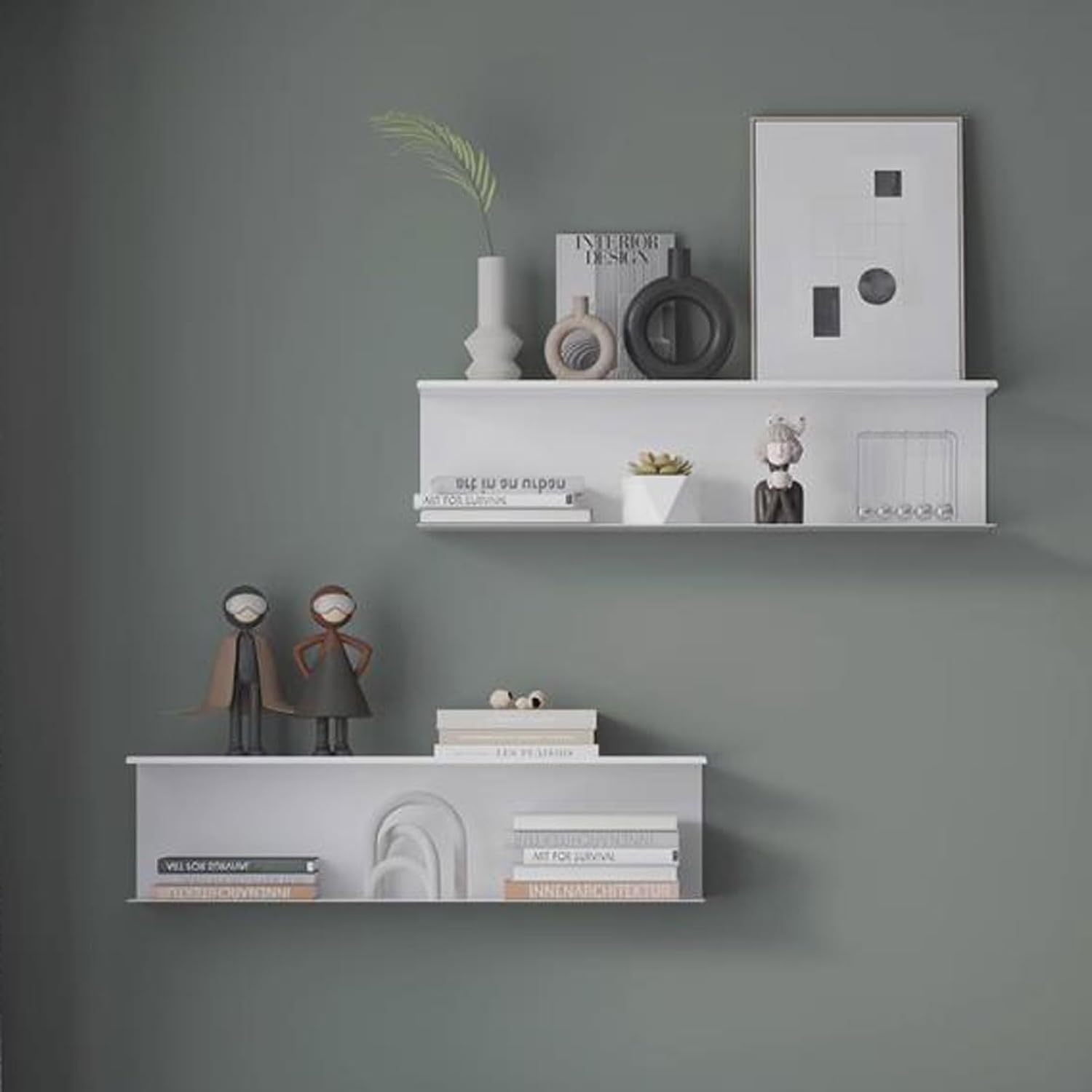 Floating Wall Shelves 2 PCS Metal Floating Wall Shelves 80cm/31.5inch, Shower Shelves Wall Mount Shelving with Screws, Book Floating Shelves for Wall Decorations Picture Frames Bathroom Kitchen Living