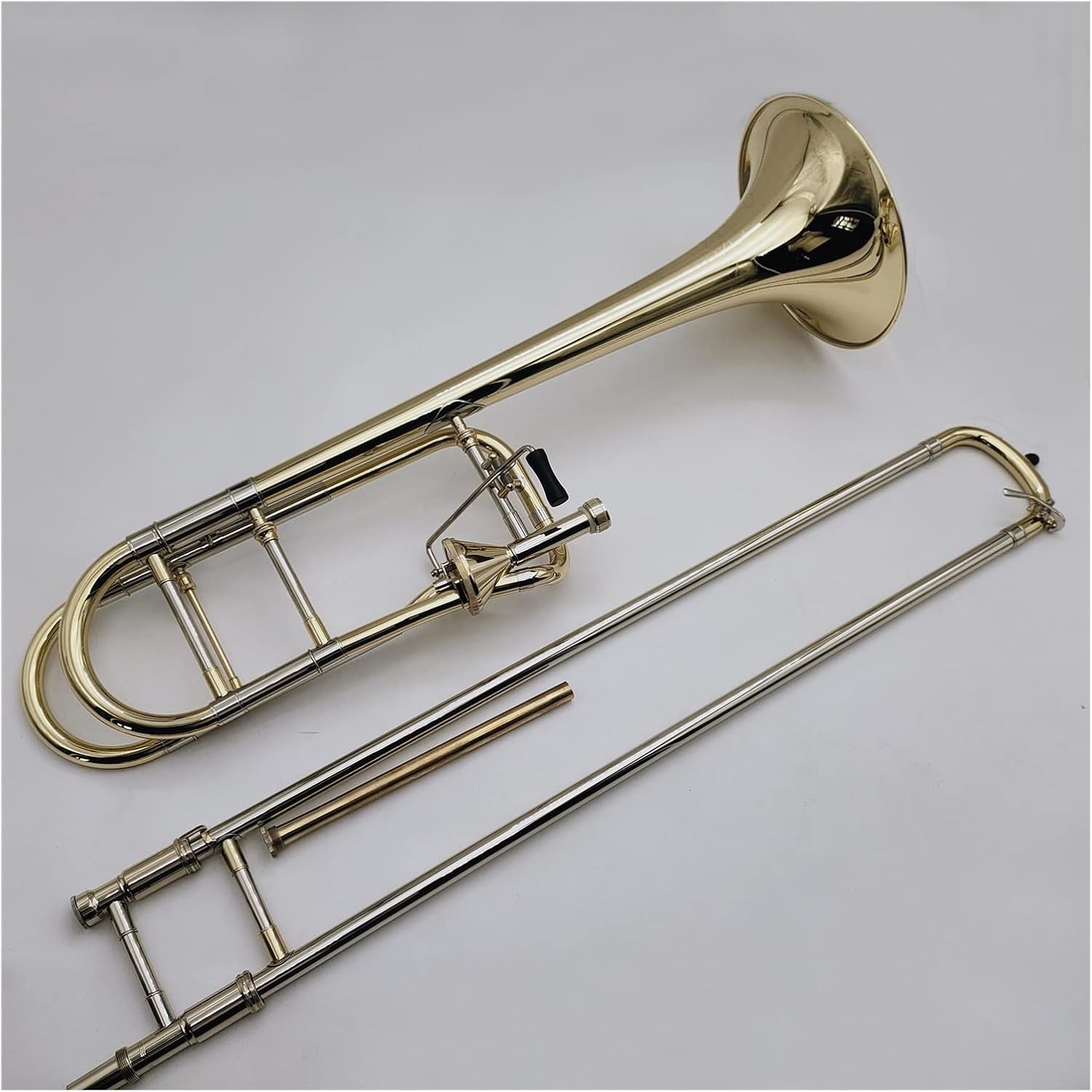 TSTS Tenor Bb-F Tune Trombone Gold Brass Plated Professional Musical Instrument with Case Beginner Trombone