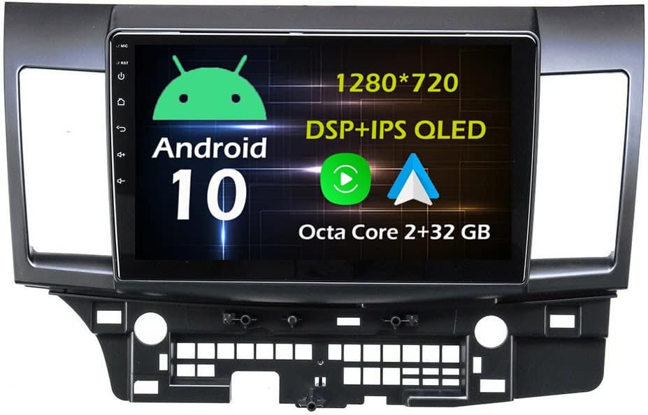10.1''Android Car Stereo Radio for Mitsubishi Lancer EX 2008-2015 Octa Core Android 10.0 Touchscreen Headunit supports GPS Navigation Carplay Android Auto Bluetooth DSP AHD Backup Camera-2+32