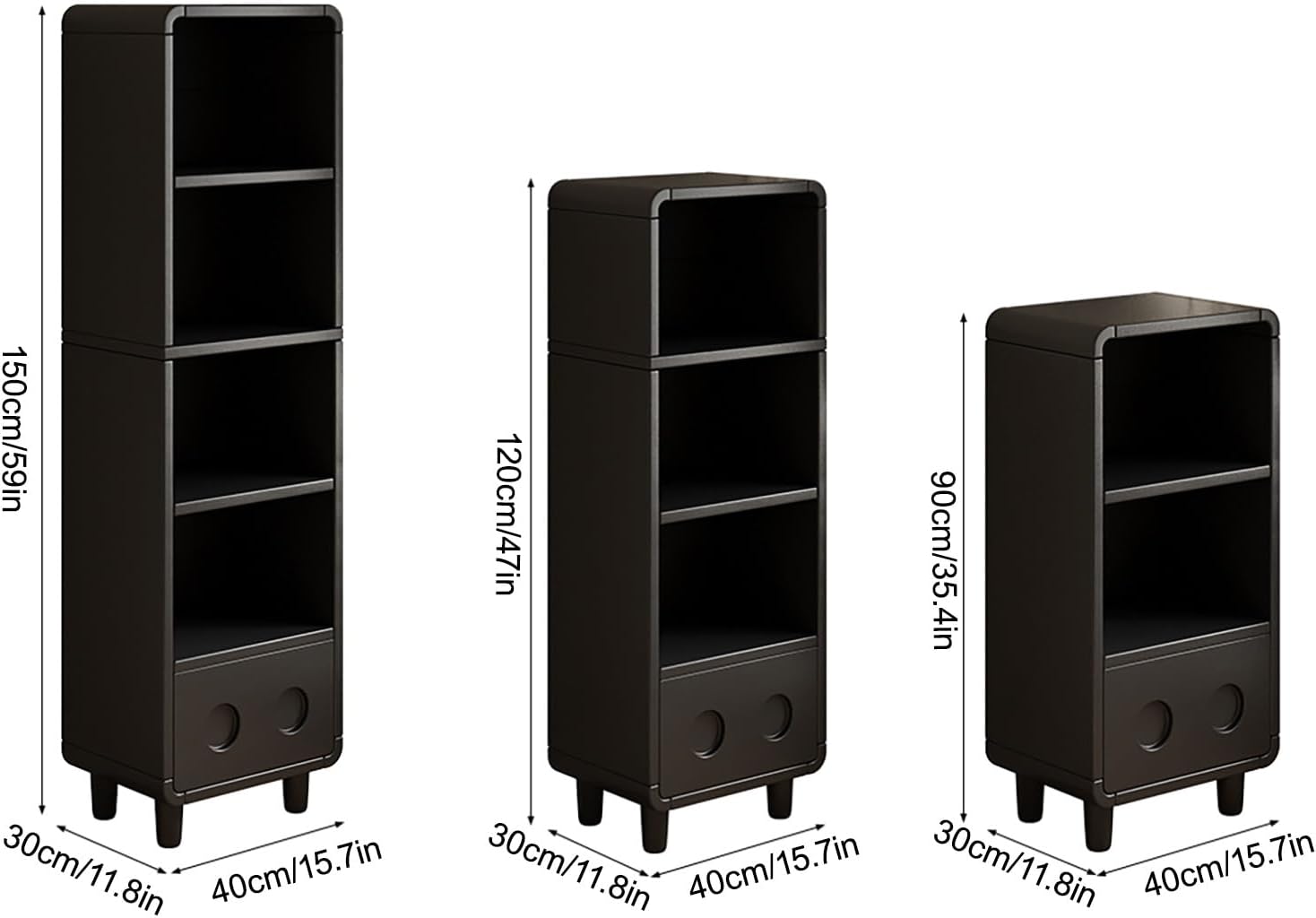 2/3/4 Tier Open Narrow Bookshelf with Foot Sturdy Kids Storage Shelves, Corner Shelf Stand with Drawer for Living Room Home Office Study(120cm/47in)