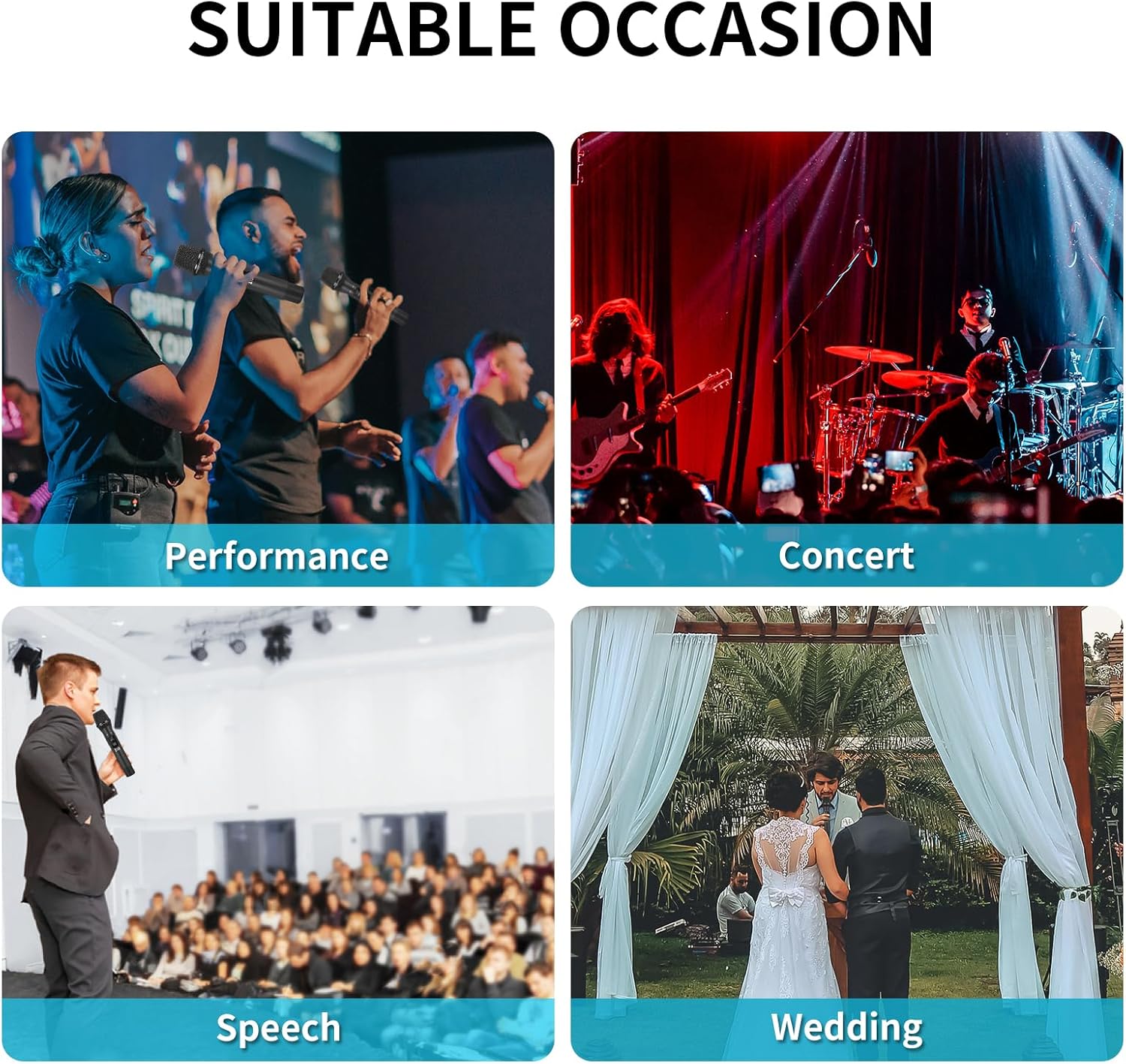 XTUGA Wireless Microphone System,8 Channel Cordless Mic with Handheld Metal Wireless Mic Set, 230ft Range,Dynamic Mics for Singing, Karaoke,Church,Wedding,DJ,Fixed Frequencies (MT8)