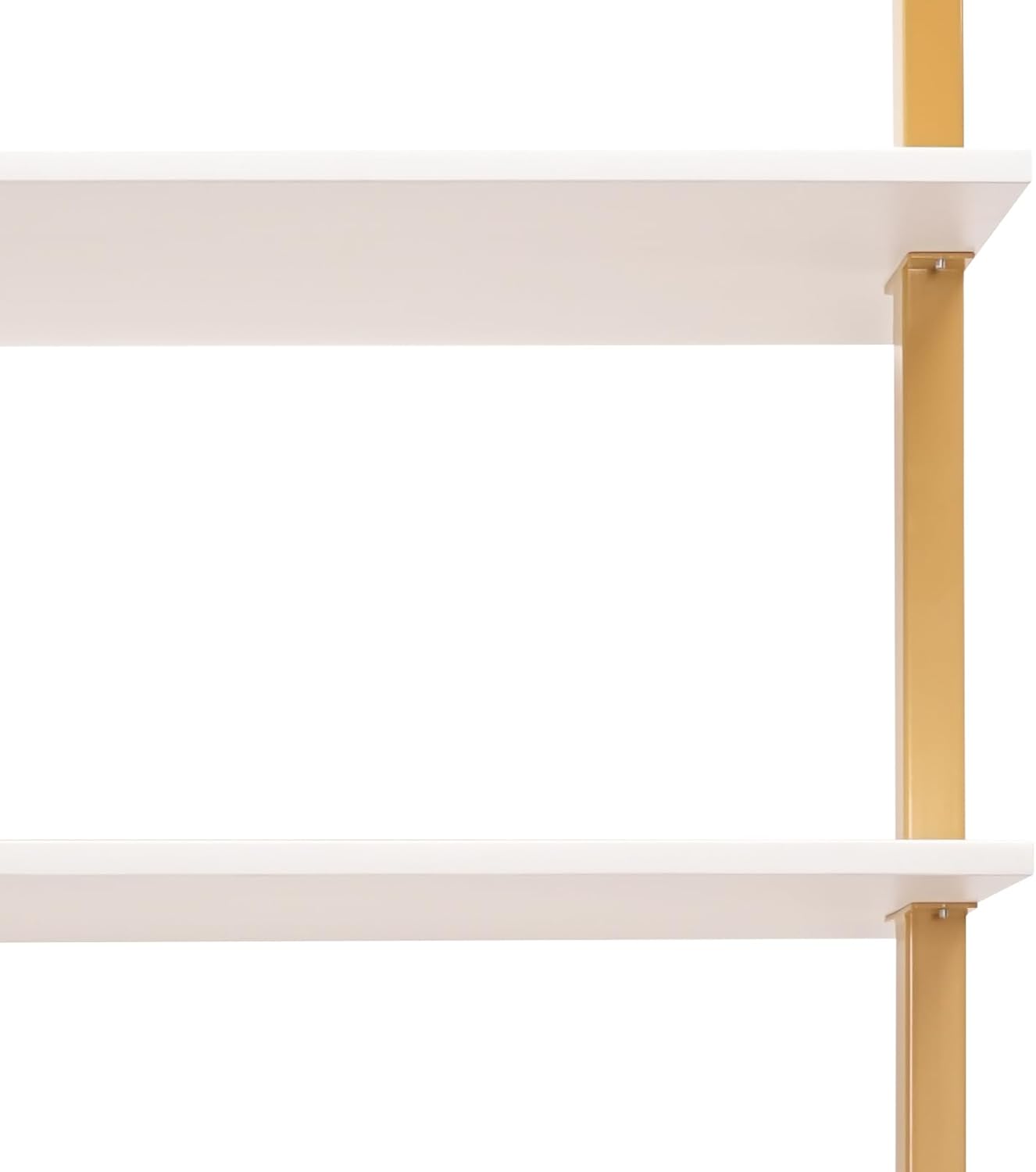 Industrial 3-Tiers Gold Wall Mounted Ladder Bookshelf, Pipe Iron Shelves Bookshelf, Storage Book Shelves Display Bookcases for Living Room Home Office