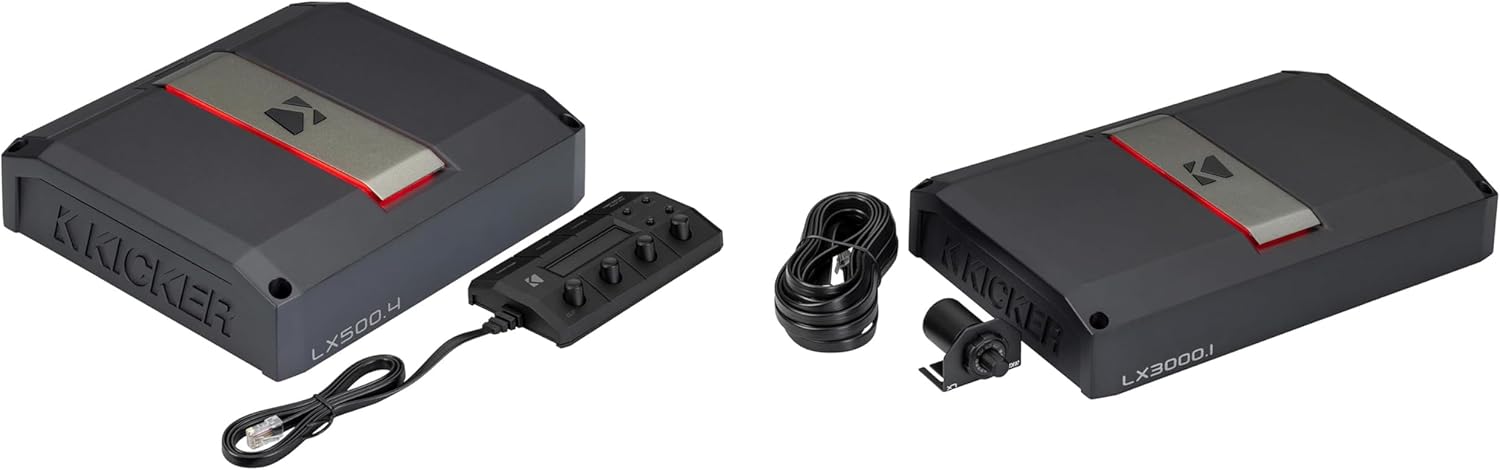 Kicker LX500.4 & LX3000.1, Amp Bundle 4-Channels Full Range Amp & Mono Subwoofer Amp. (51LX5004, 51LX30001)