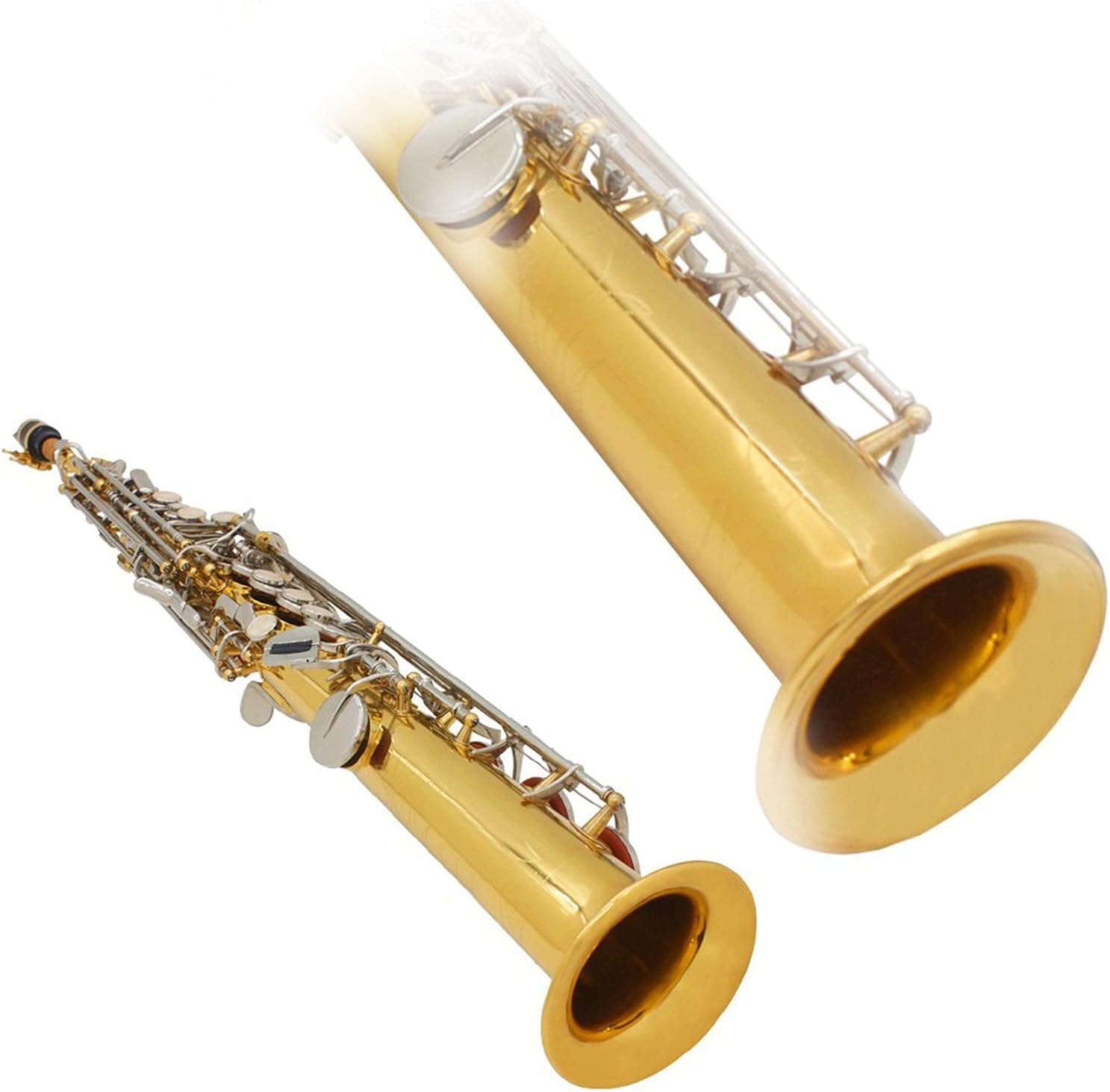 Saxophone Straight B Flat Soprano Saxophone Straight Gold Silver Key Leather Box Key Type Woodwind Instrument