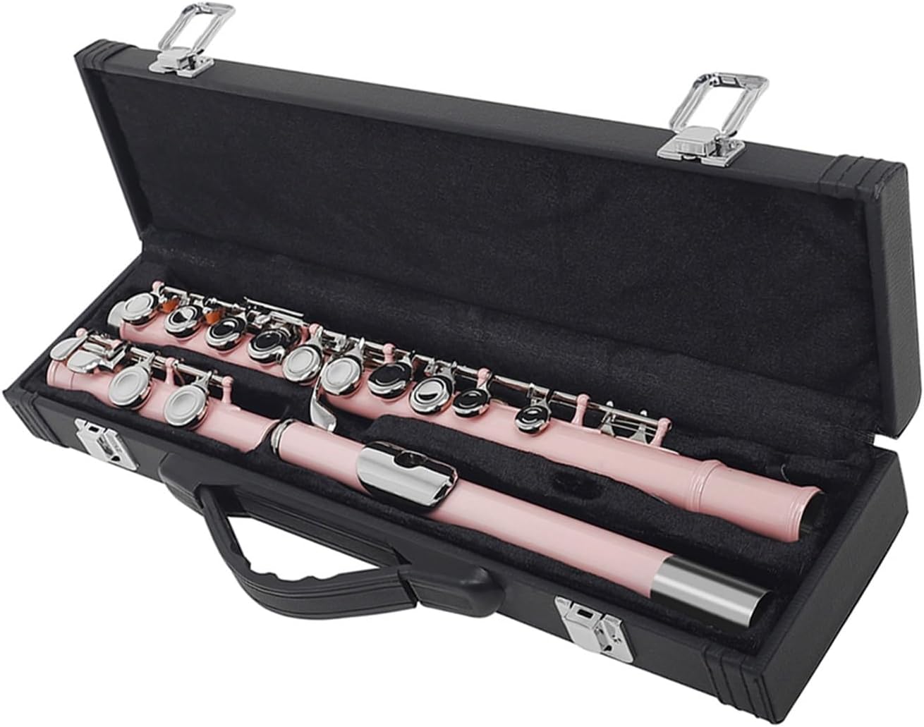 Flute Pink 16 Holes Flute with E Key Woodwind Instrument Closed Hole C Tone Nickel Silver Key Cupronickel Tube Flutes Musical Instruments