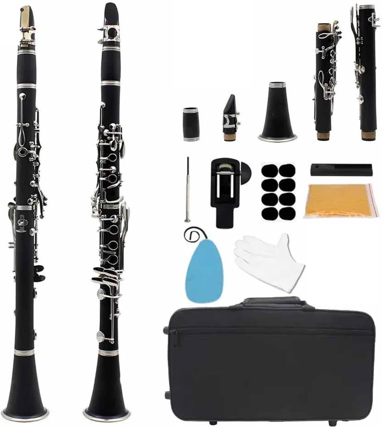 Bb Clarinet 17 Keys 6 Rings Portable Bakelite Professional Woodwind Instrument(1)