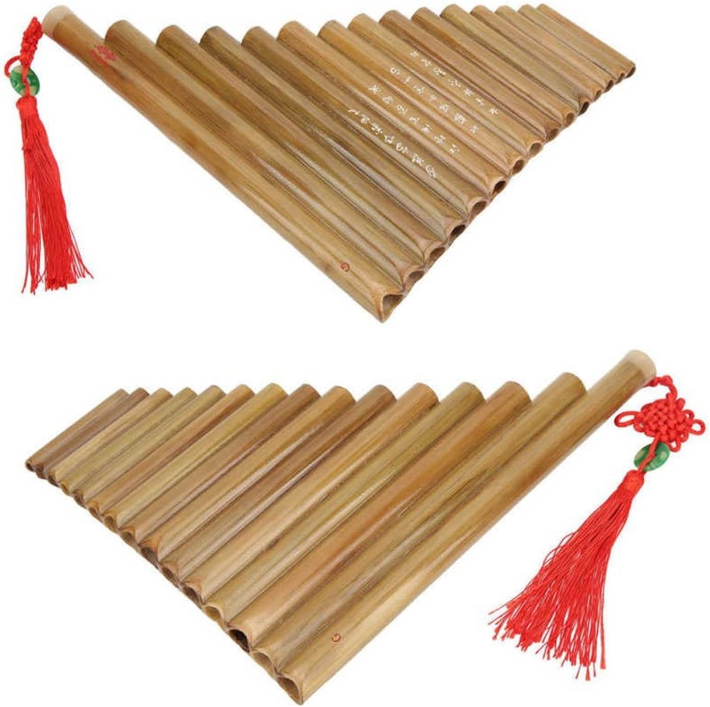 Bamboo Pan Flute 15 Pipes Panpipe G Key Panpipe Chinese Traditional Woodwind Instrument with Bag (Color : Right)
