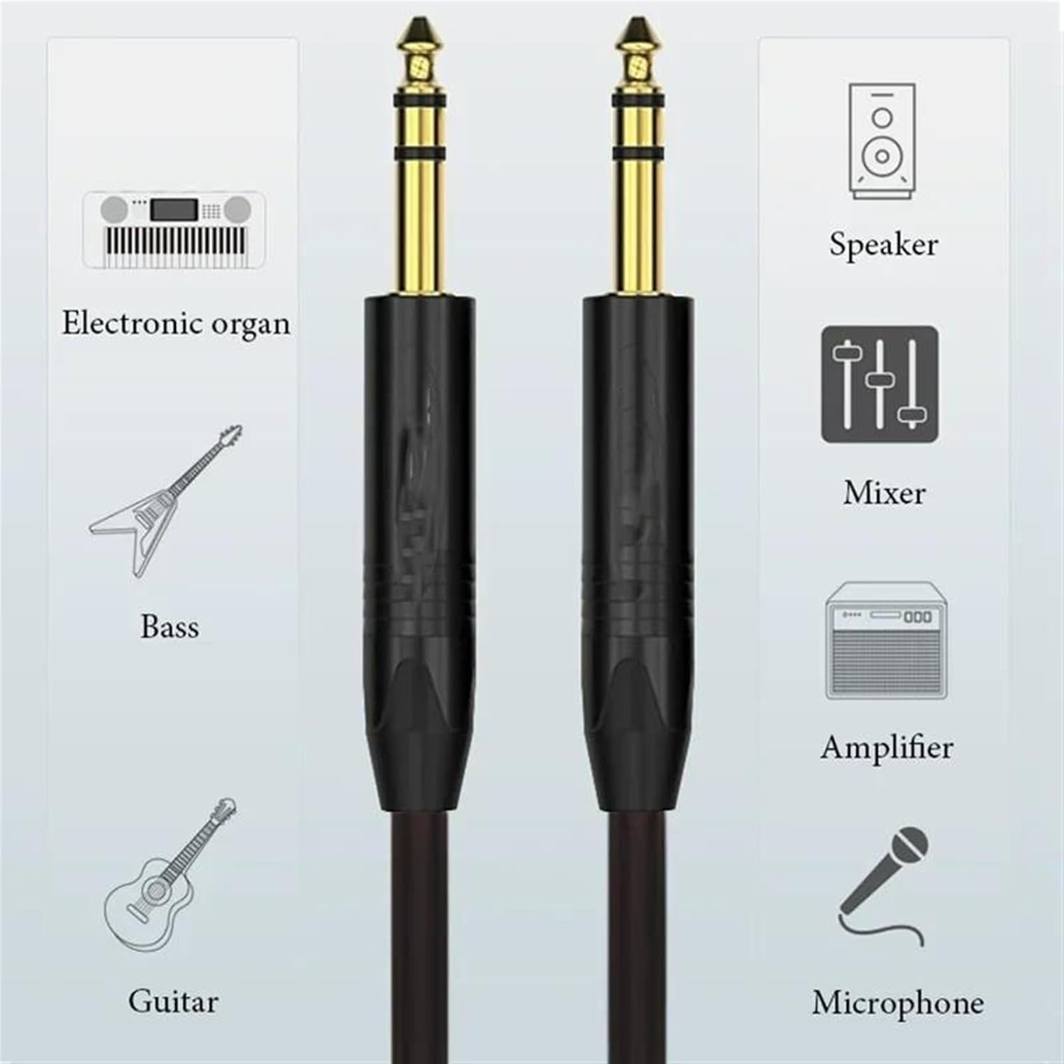Guitar Audio Cable 6.5mm to 6.5mm Cable Elbow Male to Male 6.35mm Cords Microphone Amplifier Professional Guitar Cable(2 TS l,10m)
