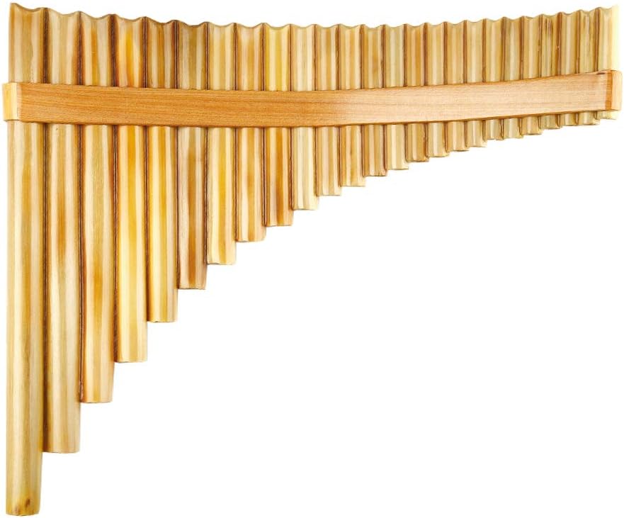 Upscale Romanian Folk Instrument Natural Reed Pan Flute Panpipes G Key Wind Pan flute Flauta Handmade (25 Pipes Left Hand, Wood)