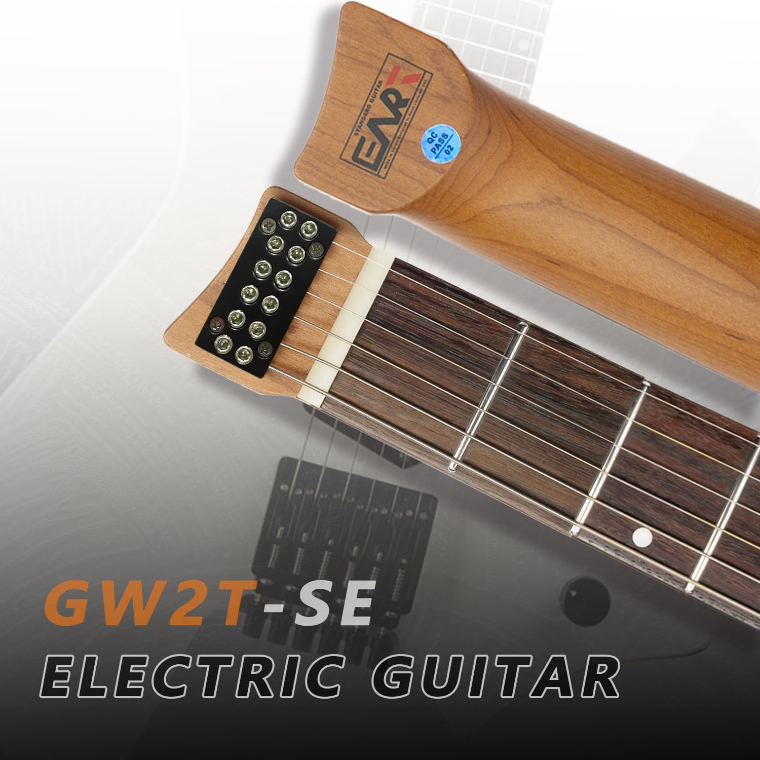 EART GW2T-SE Headless Electric Guitar, Solid Electric Guitar Roasted Mahogany Body with Roasted Canada Hard Maple Standard Artones-TSE Pickup,Satin Finish