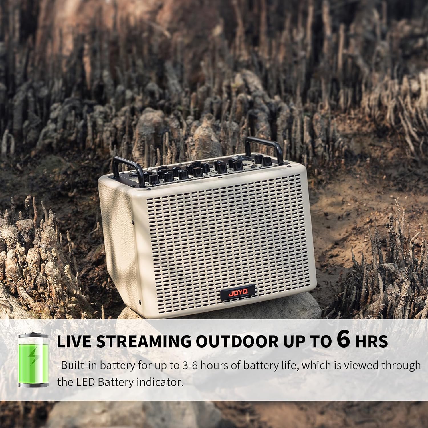 JOYO Guitar Amp 40W Multifunctional Bluetooth Combo Amplifier Reverb Chorus Delay Drum Patterns Vocal Channel for Acoustic Electric Guitar Keyboard Outdoor Gigs & Practice (BSK-40 White)