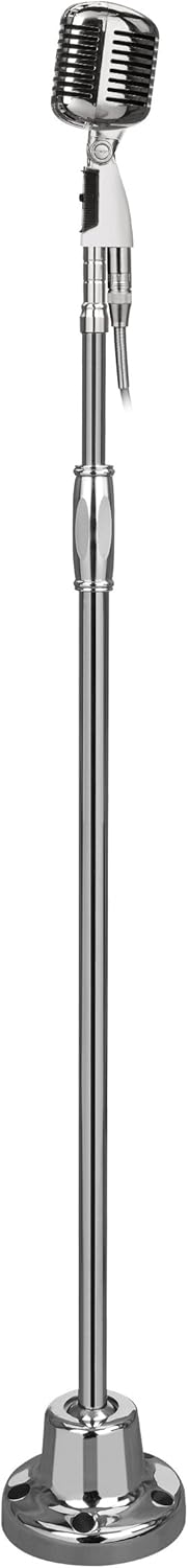 Pyle Retro Microphone, Stand, and Vintage Style Unidirectional Cardioid Mic Bundle