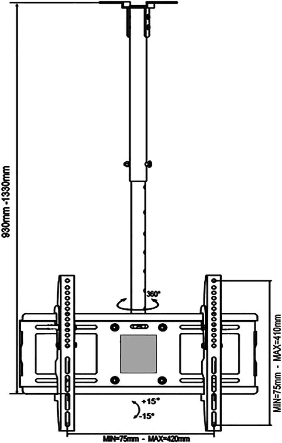 Universal TV Stand Multifunction TV Ceiling Mount, Height Adjustable Flat Slope Ceiling TV Wall Mount, Ceiling TV Bracket Fits 42-70 Inch TVs Plasma Panel Display (4m
