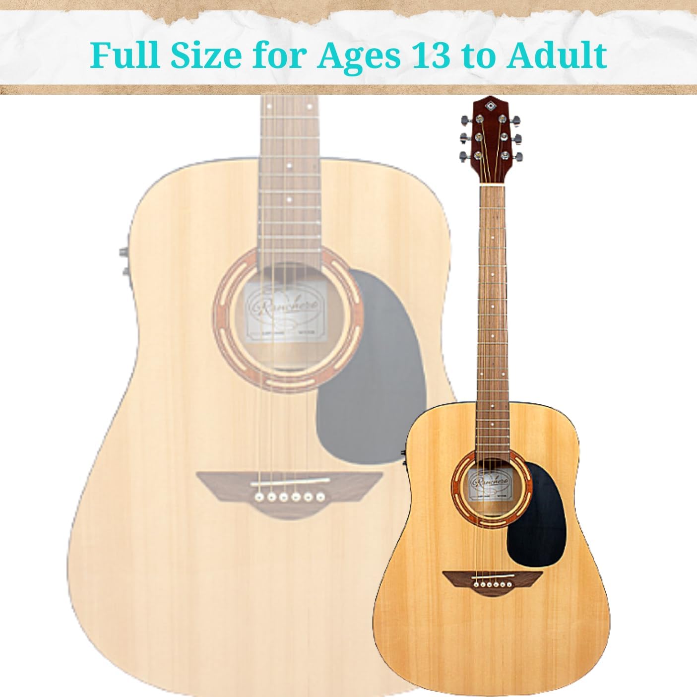 H. Jimenez 6 String Acoustic-Electric Guitar, Right, Tan (LGR100SE)