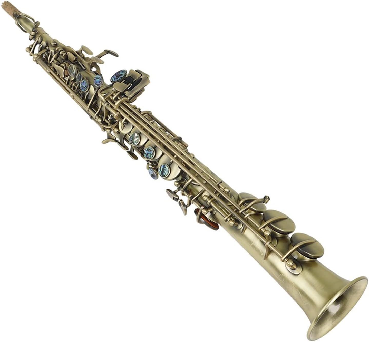 Saxophone Bronze Straight Sax Bb B Flat Saxofon Woodwind Musical Instrument with Case Gloves Brush Accessories Student Saxophone