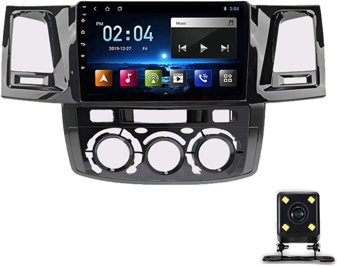 Double Din Car Stereo, 9 Inch Touchscreen, RDS/FM Car Radio, Bluetooth, Mirror Link, Carplay, Backup Camera, Steering Wheel Controls, for Toyota Fortuner Hilux 2004-2014