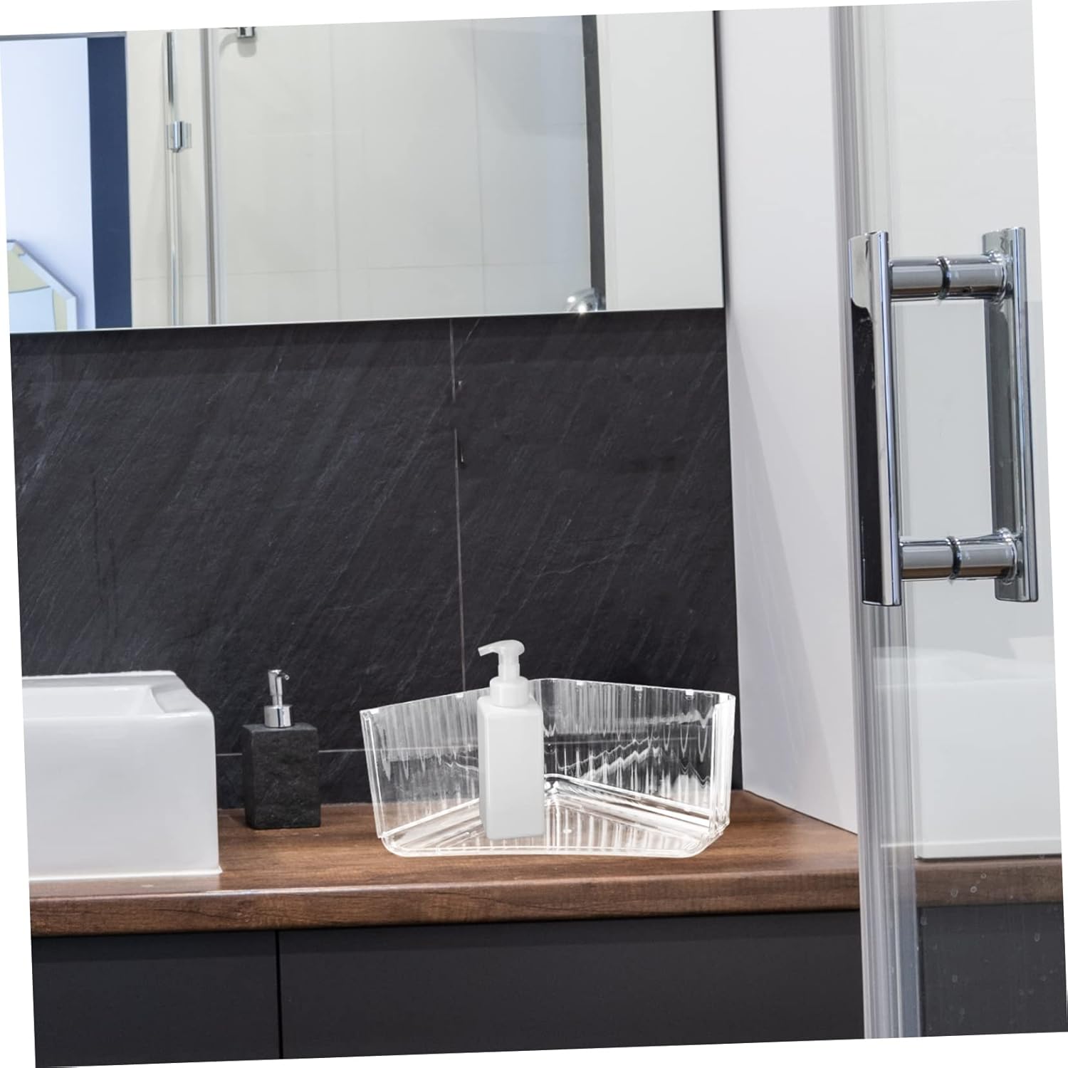 2pcs Triangle Shelf Corner Shower Wall Mount Shelves Clear Tub Clear Wall Shelf Makeup Wall Mounted Shelves Bathroom Shelf Punch- Corner Rack Perfume Organizer Storage Ac