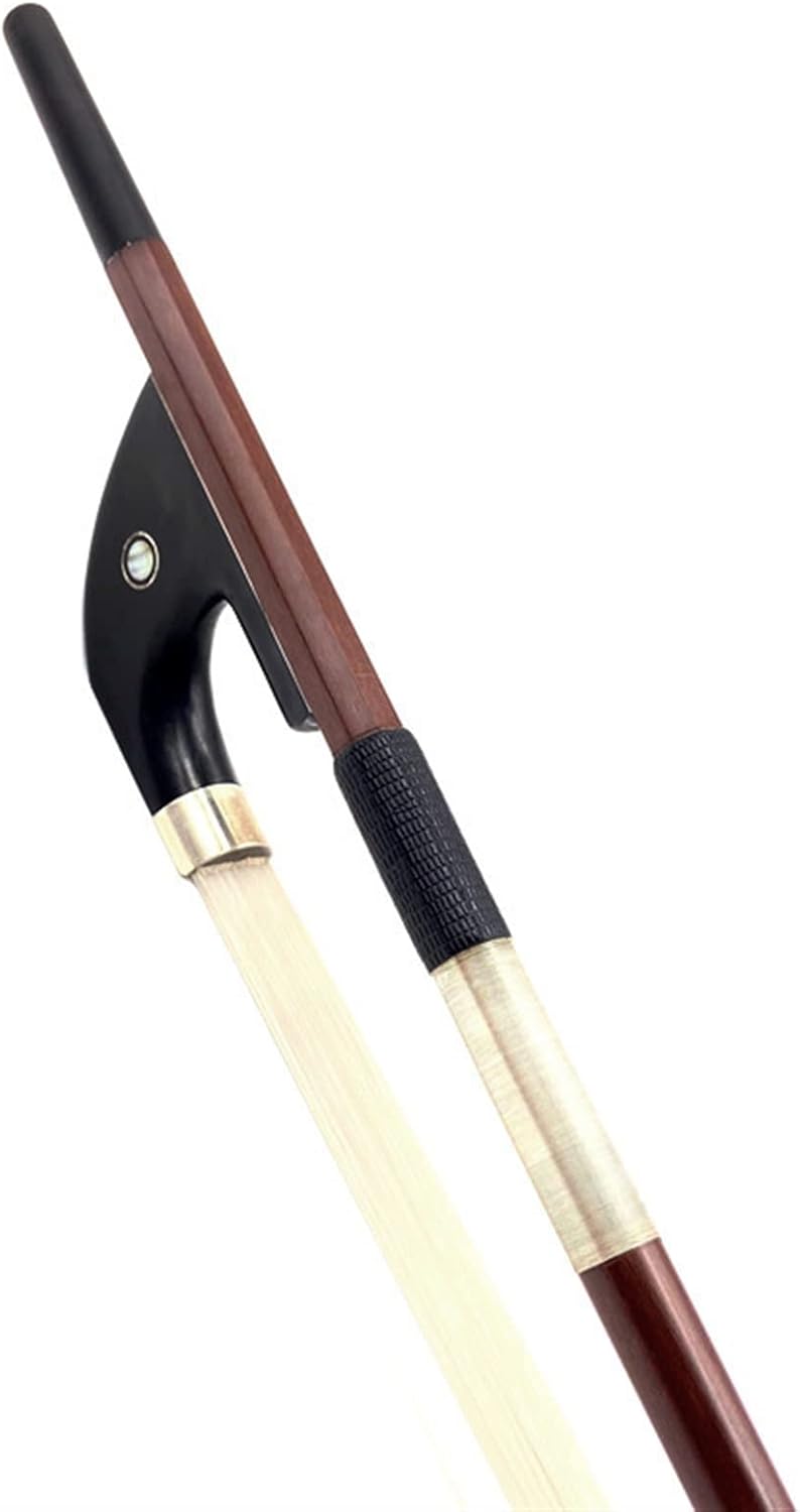 TSTS Pernambuco Carbon Fiber Upright Double Bass Bow 3/4,Silver Mound,White Horsehair Horsetail Full Size Violin Bow