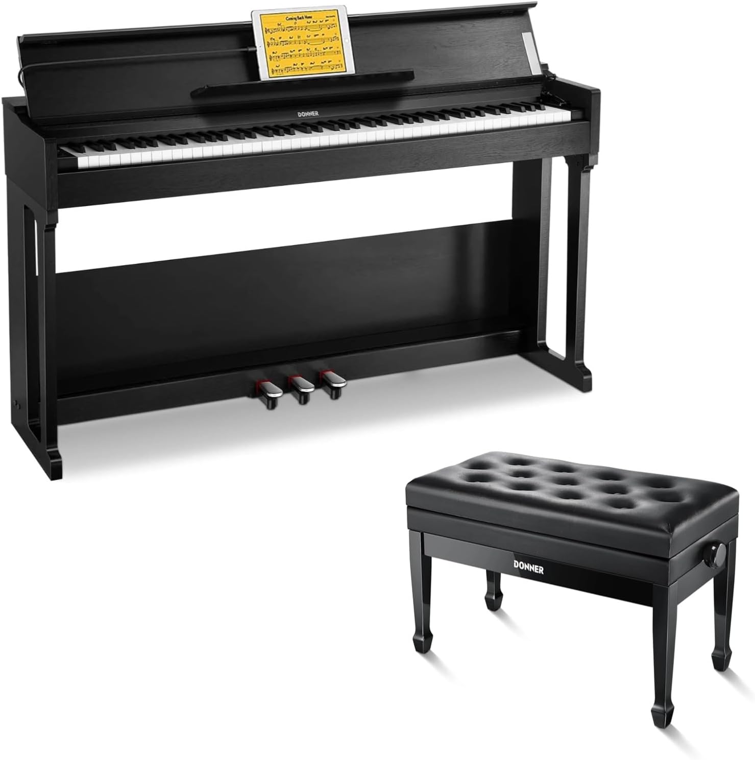 Donner DDP-90 Digital Piano+Donner Adjustable Duet Piano Bench with Storage