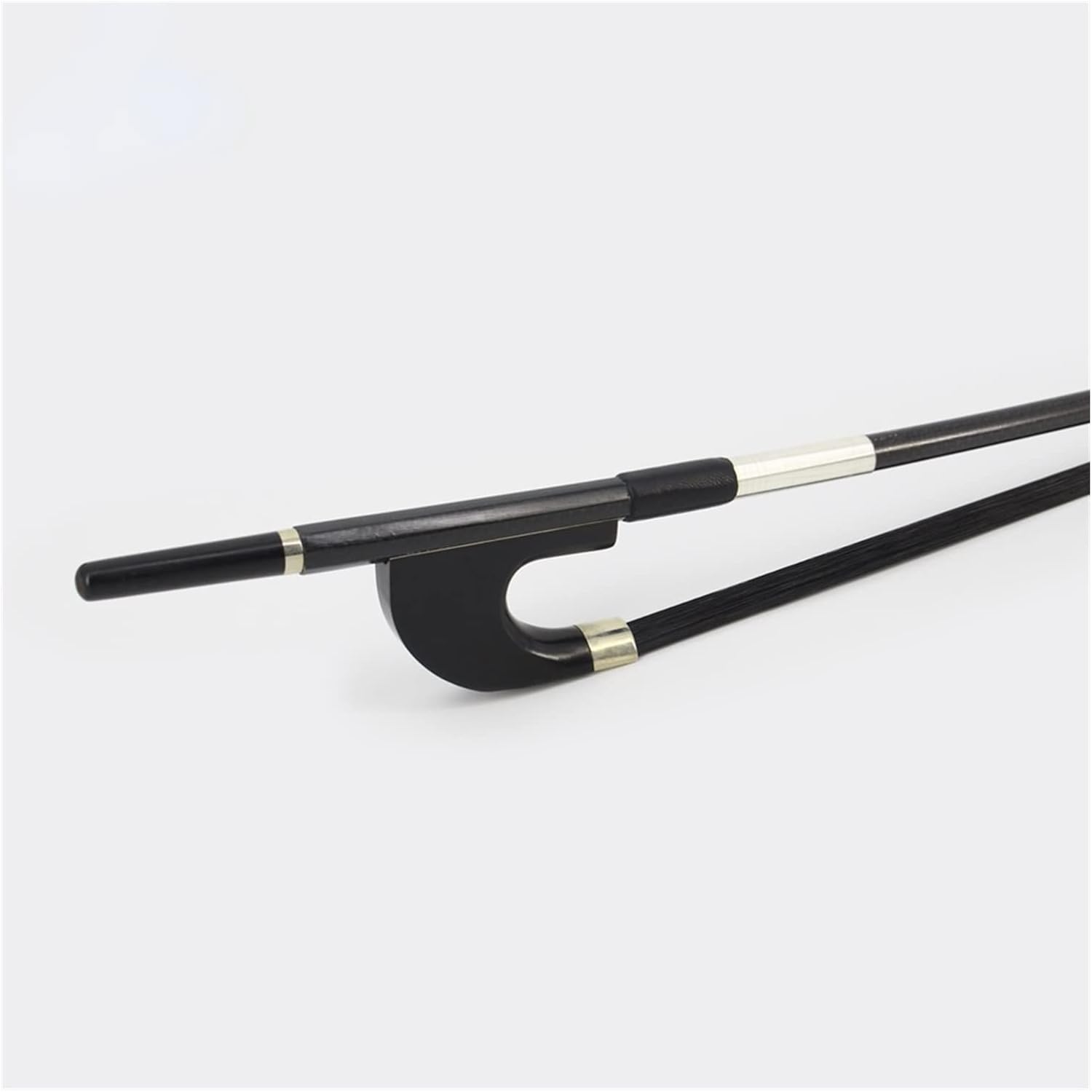 TSTS Carbon Fiber German-Style Double Bass Bow 4/4 Black Horsehair Ebony Frog W/Colored Shell Full Size Violin Bow