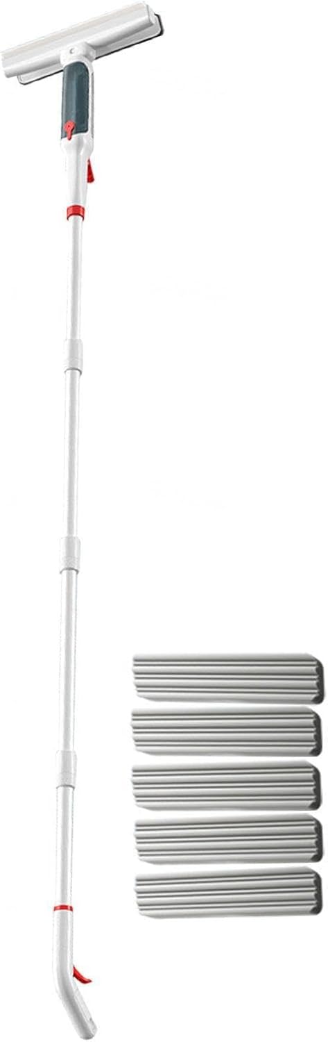 75'' Spray Window Washing Kit with 4-Section Extension Pole, 4 in 1 Window Washer Window Vacuum Squeegee Cordless with Sewage Collector and 5 Pads