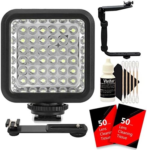 36 LED Photo & Video Light + Flash Bracket + 100 Lens Tissue + 3pc Cleaning Kit