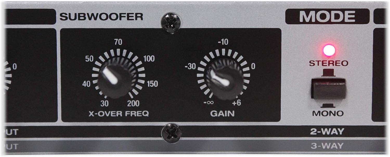 Rockville RX230 2-Way Stereo/3-Way Mono Crossover, XLR Input/Output, Adjustable Crossover Range, 24 dB/Octave Filters, Rack-Mountable for DJs and Live Sound