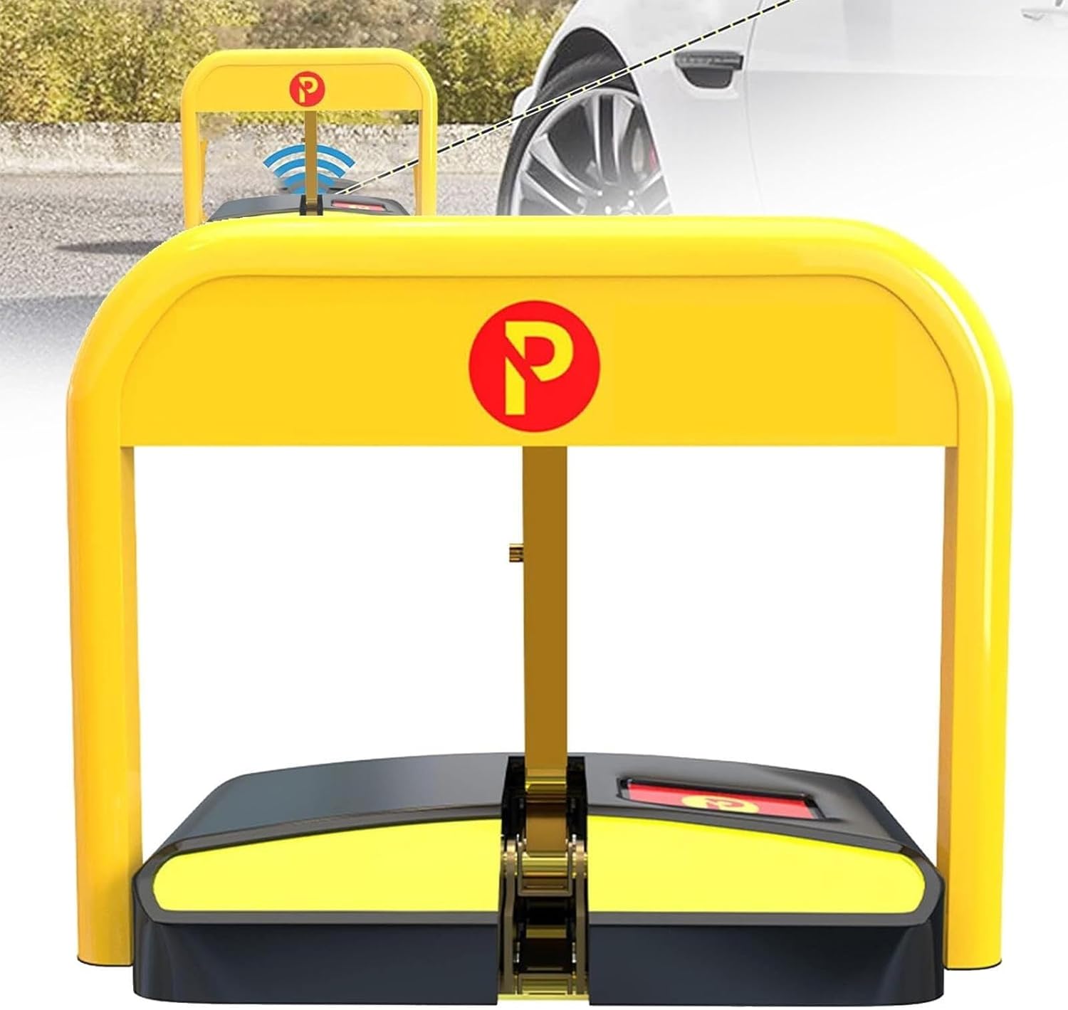 Parking Space Lock Folding Parking Barrier, Automatic Remote Control Parking Column, 50m Parking Space Lock for Home, Business, Office and Commercial