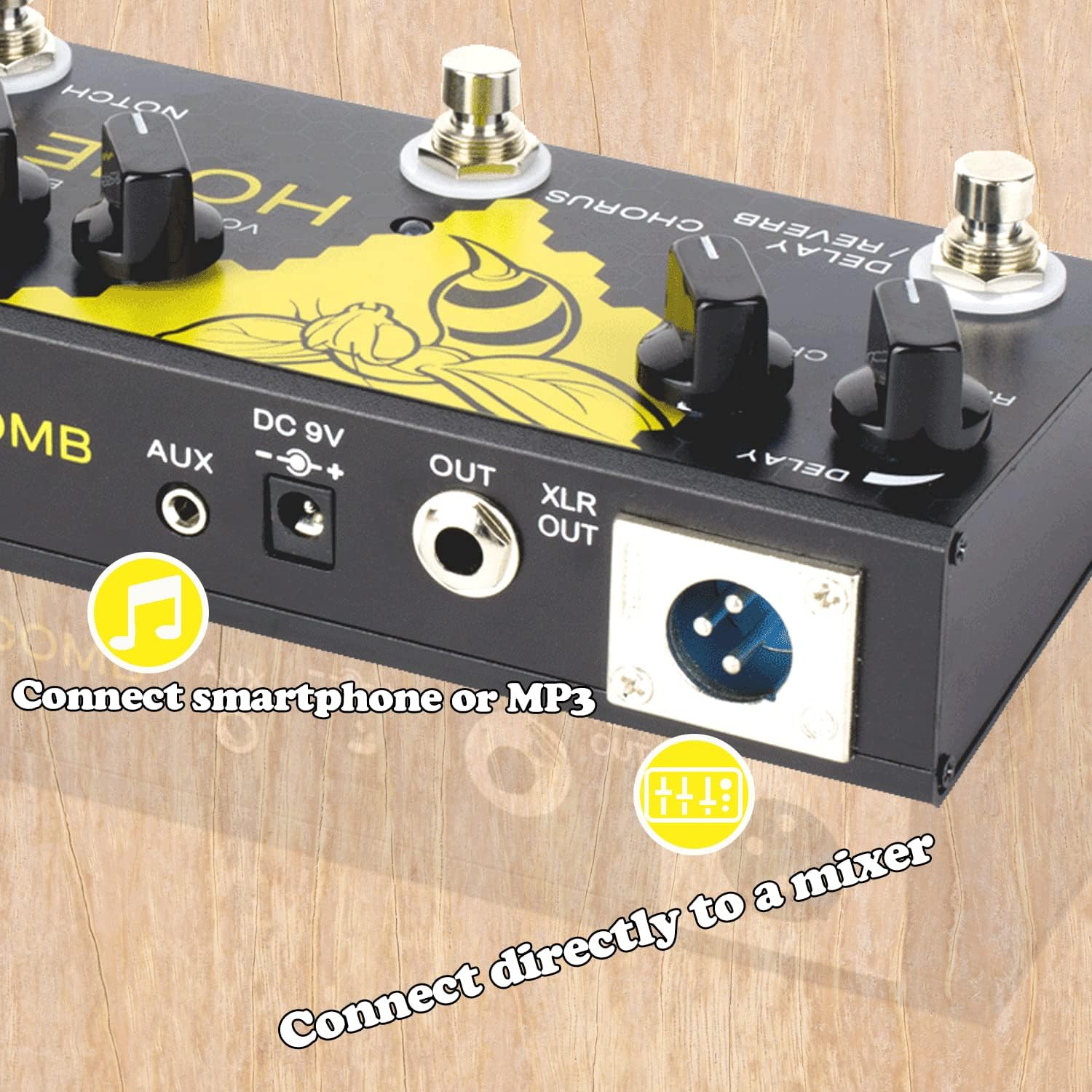 Caline Acoustic Guitar Multi Effects Pedal with Delay Chorus Reverb EQ AUX DI and Booster