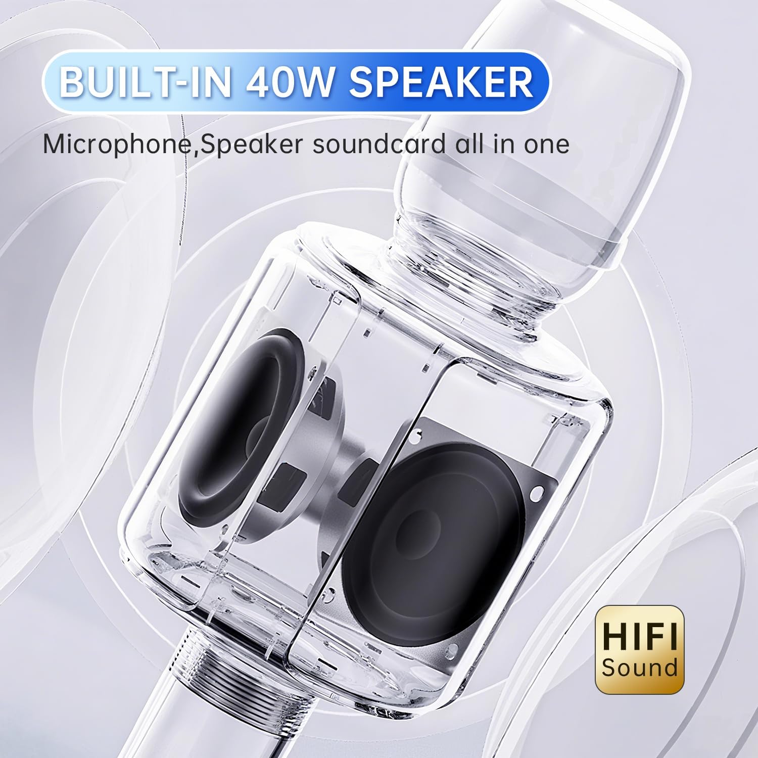 Professional Wireless Karaoke Microphone with Soundcard and Speaker,3 in 1 Bluetooth Karaoke Machine Featuring Surround Sound and Dynamic Pickup That Surpasses Ordinary Karaoke Microphones