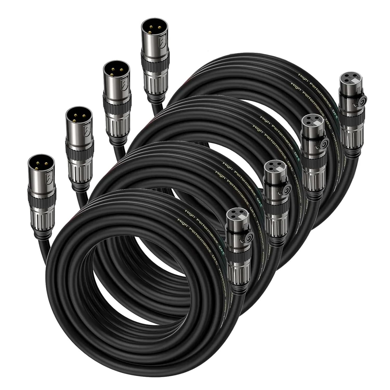 XLR Cable 4 Pack XLR Microphone Cables 3-pin XLR Male to Female Balanced Mic Patch Cord for Speaker Mixer Amplifier Record Etc(5m)