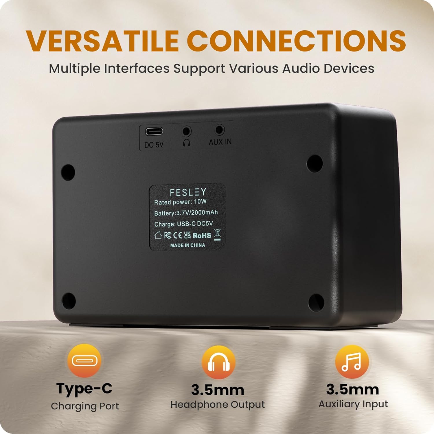 Fesley LP Electric Guitar with Arched Top Gold+Fesley Mini Guitar Amp 10W Portable Recharged Guitar Amplifier