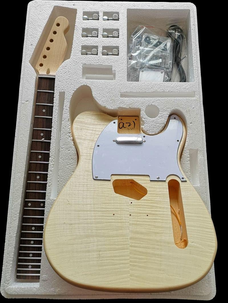Maple Tiger Pattern Maple Electric Guitar Basswood Body Neck Rosewood Fingerboard DIY Combination Unfinished Guitar Body (Color : 15)