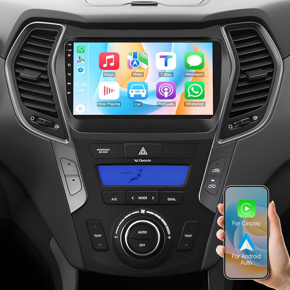 Android 13 Car Stereo Radio with CarPlay Android Auto for Hyundai Santa Fe IX45 2013-2018 9 inch Touch Screen 2 Din Car Radio Receiver w/Mirror Link Bluetooth GPS WiFi FM SWC Backup Camera MIC 2+32G