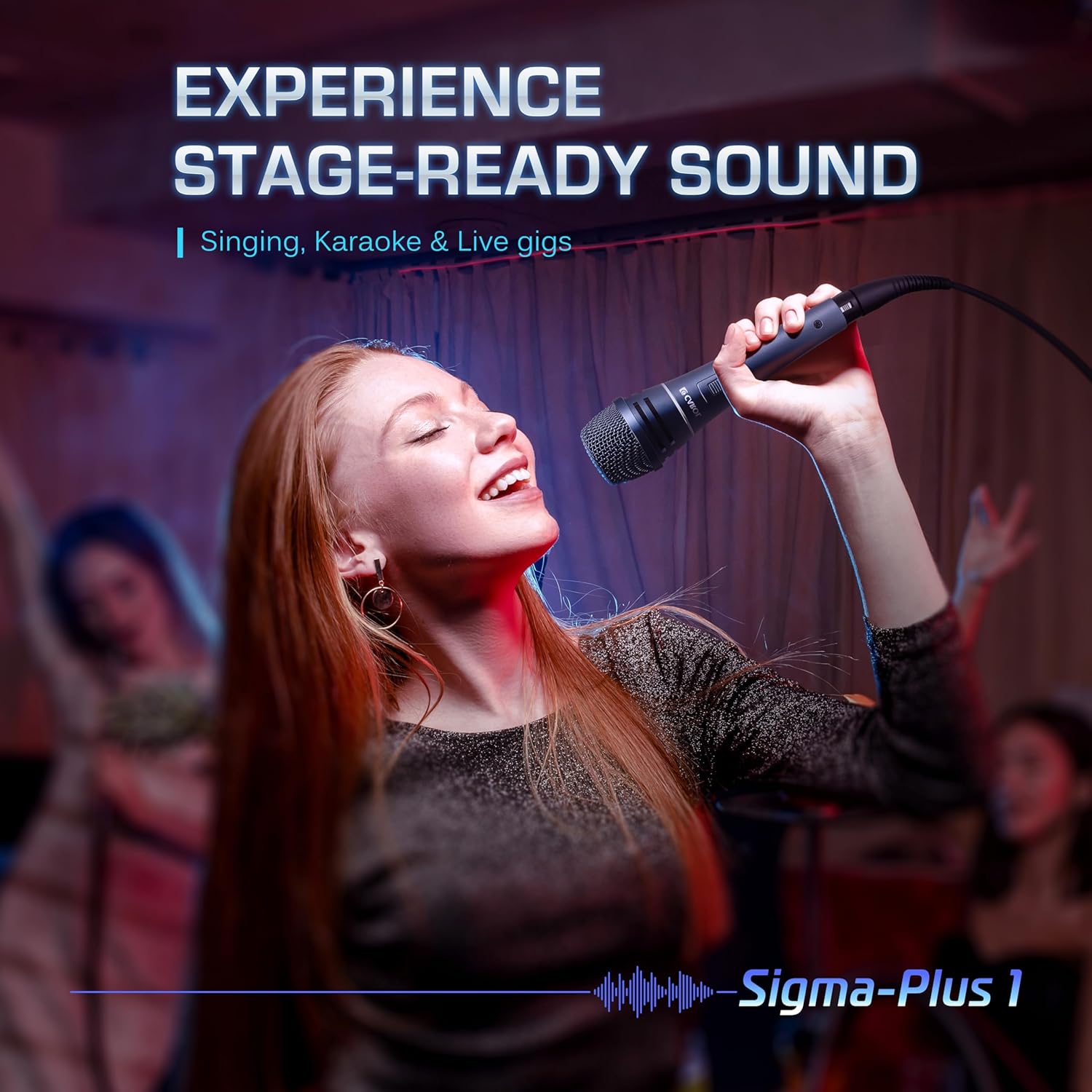 CAROL Sigma-plus1 XLR Wired Vocal Microphone – Dynamic Supercardioid Mic with Dual Shock Mount Tech for Recording & Stage Use, Includes Mic Clip, 14.8ft XLR Cable & On/Off Switch