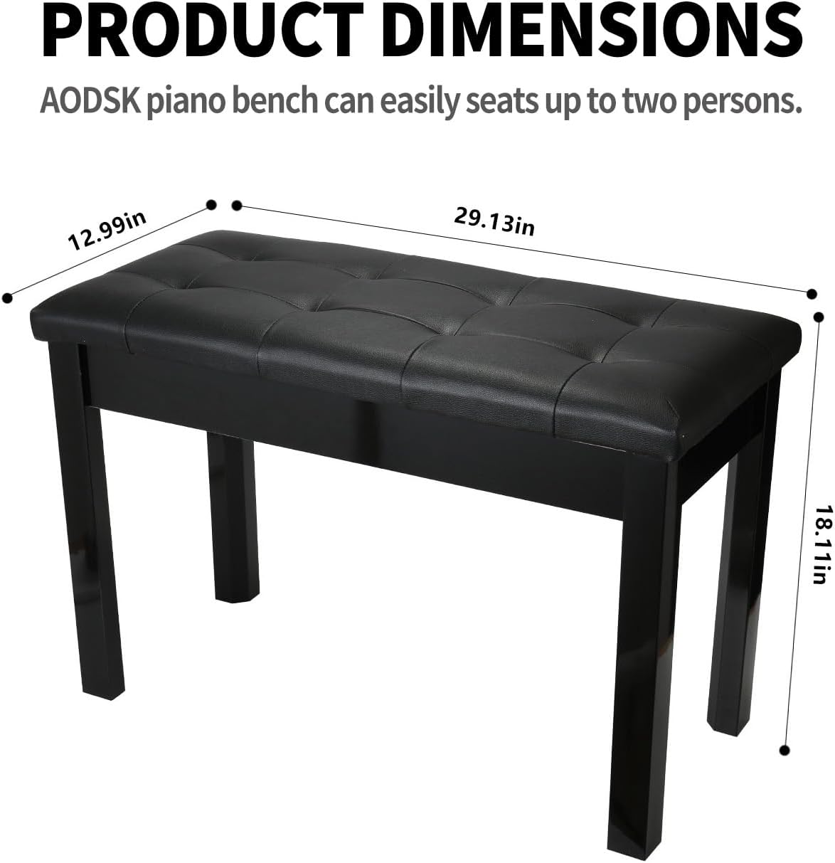 AODSK 88 Key Weighted Hammer Action Digital Piano with Full-Size Weighted Keys+AODSK Wooden Duet Piano Bench with Padded Cushion and Storage Compartment